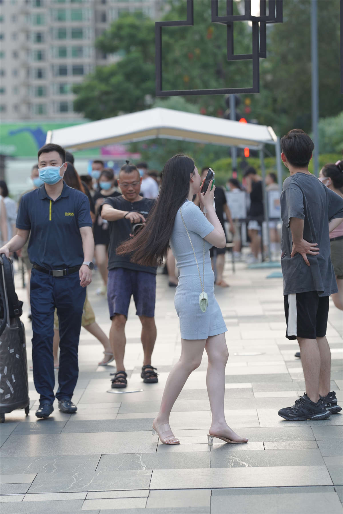 图片[2]-甜美蓝色针织裙-日更街拍