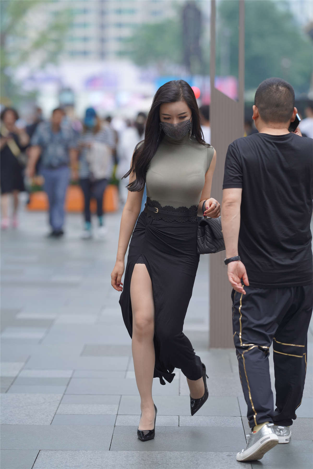 图片[2]-欣儿黑色长裙丝-日更街拍