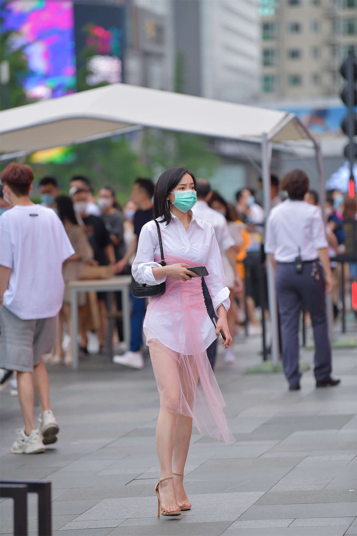 图片[2]-白色衬衫裙粉纱-日更街拍