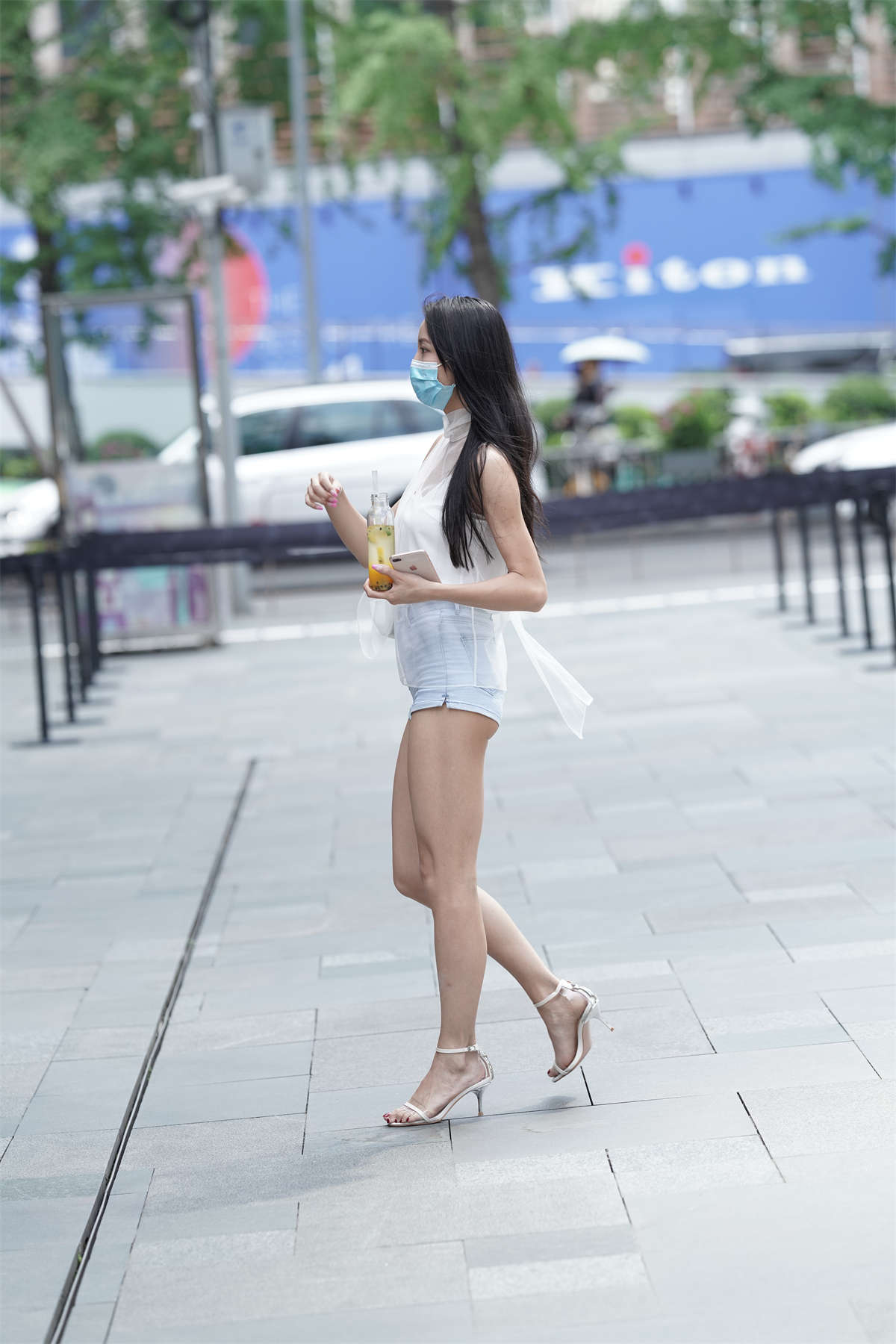 图片[2]-高挑牛仔短裤-日更街拍