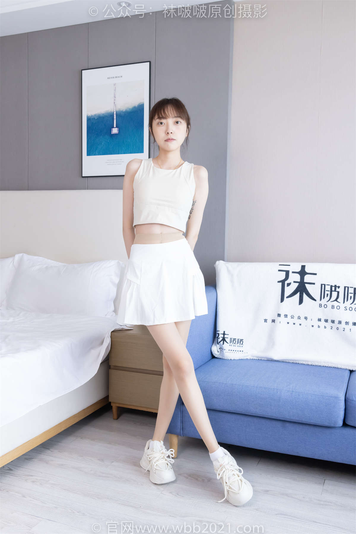 图片[2]-袜啵啵 No.424 稚予-运动鞋、白棉袜、肉丝、腰丝 花絮版-日更街拍