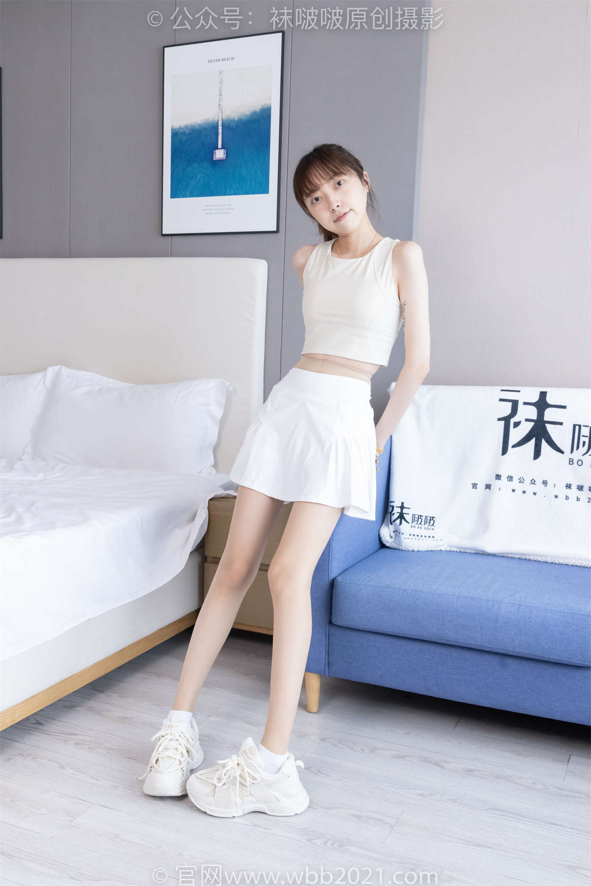 袜啵啵 No.424 稚予-运动鞋、白棉袜、肉丝、腰丝 花絮版-日更街拍