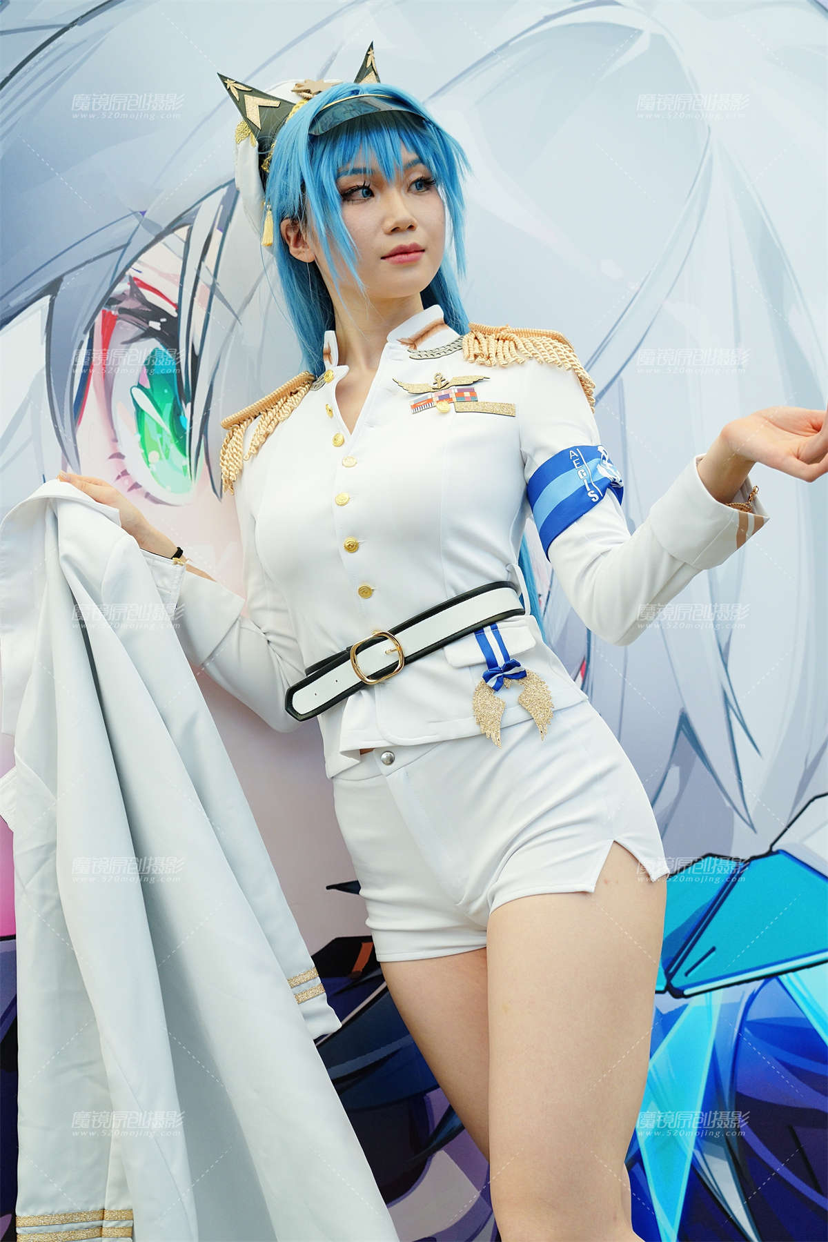 图片[2]-蓝发紧身制服长腿（6K）-日更街拍