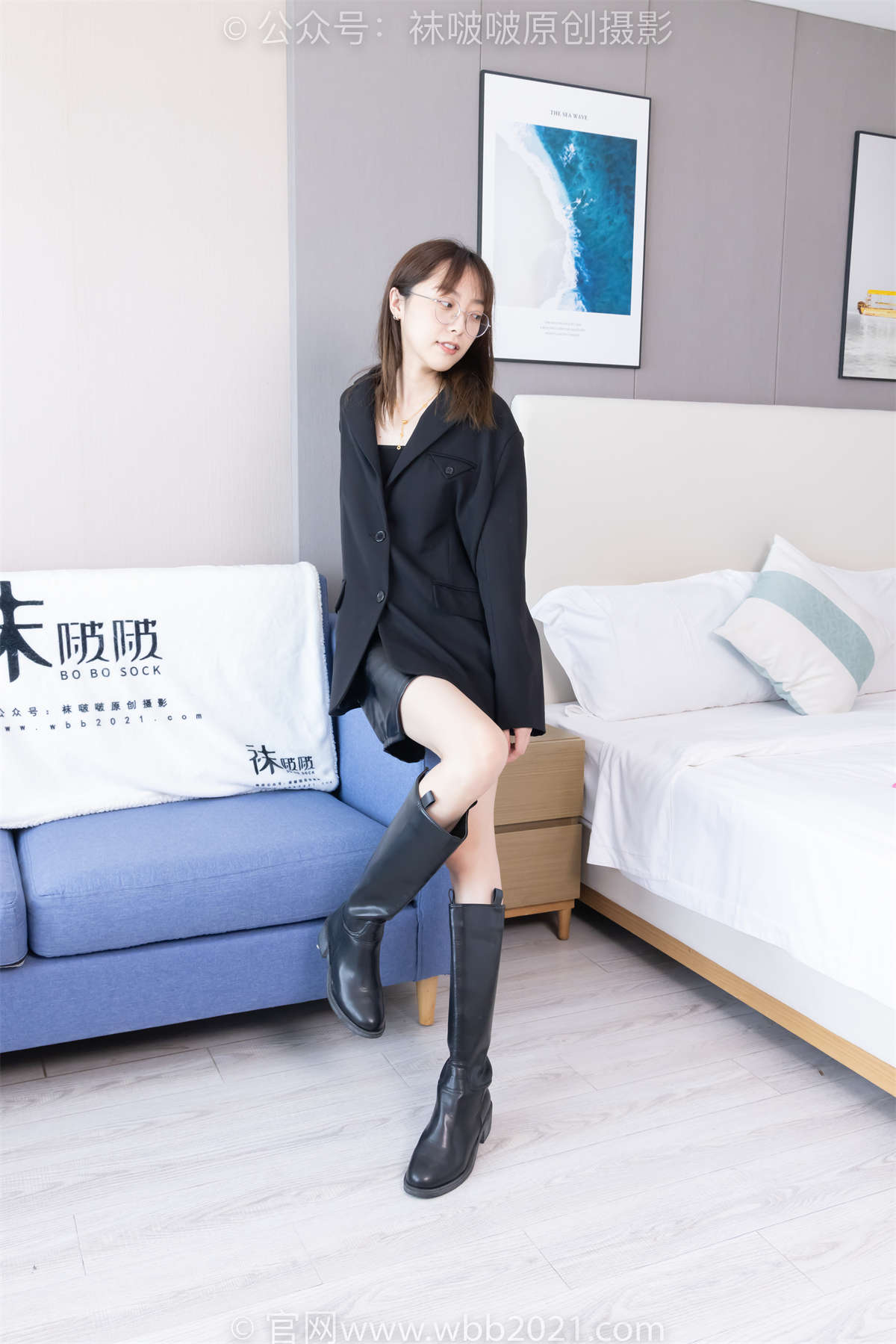 袜啵啵 No.486 稚予-长靴、黑网袜、裸足（黑色美甲）、裸足踩奶油蛋糕 踩完蛋糕泡脚剧情（仅花絮剧情版）剧情版-日更街拍