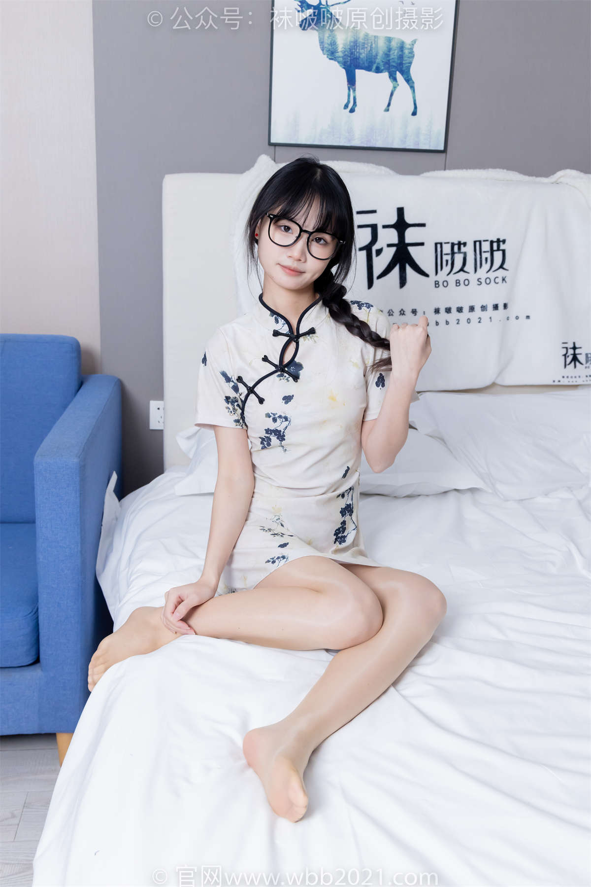 袜啵啵 No.505 甜甜圈-低跟鞋、油亮肉丝（脚尖透明款）、旗袍 超长花絮版-日更街拍