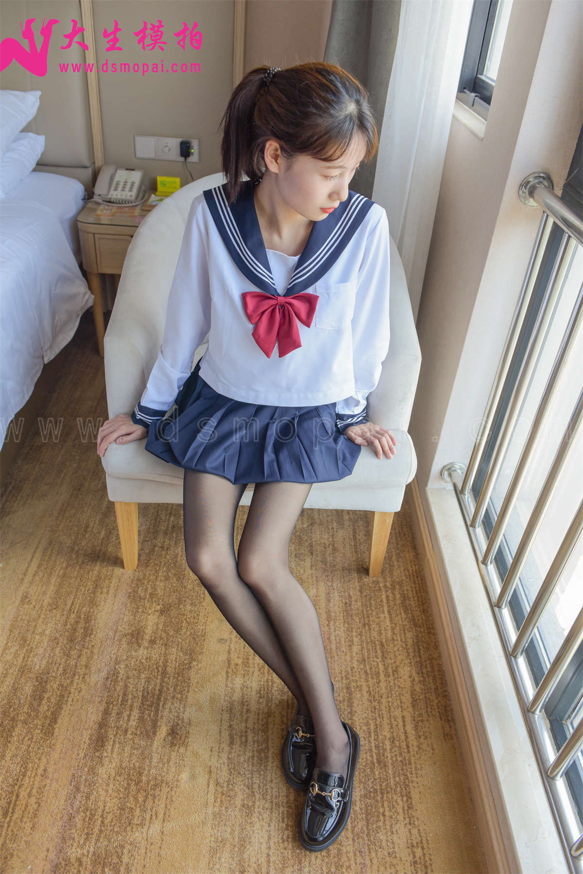 图片[2]-大生模拍 NO.207 意涵 JK黑丝-日更街拍