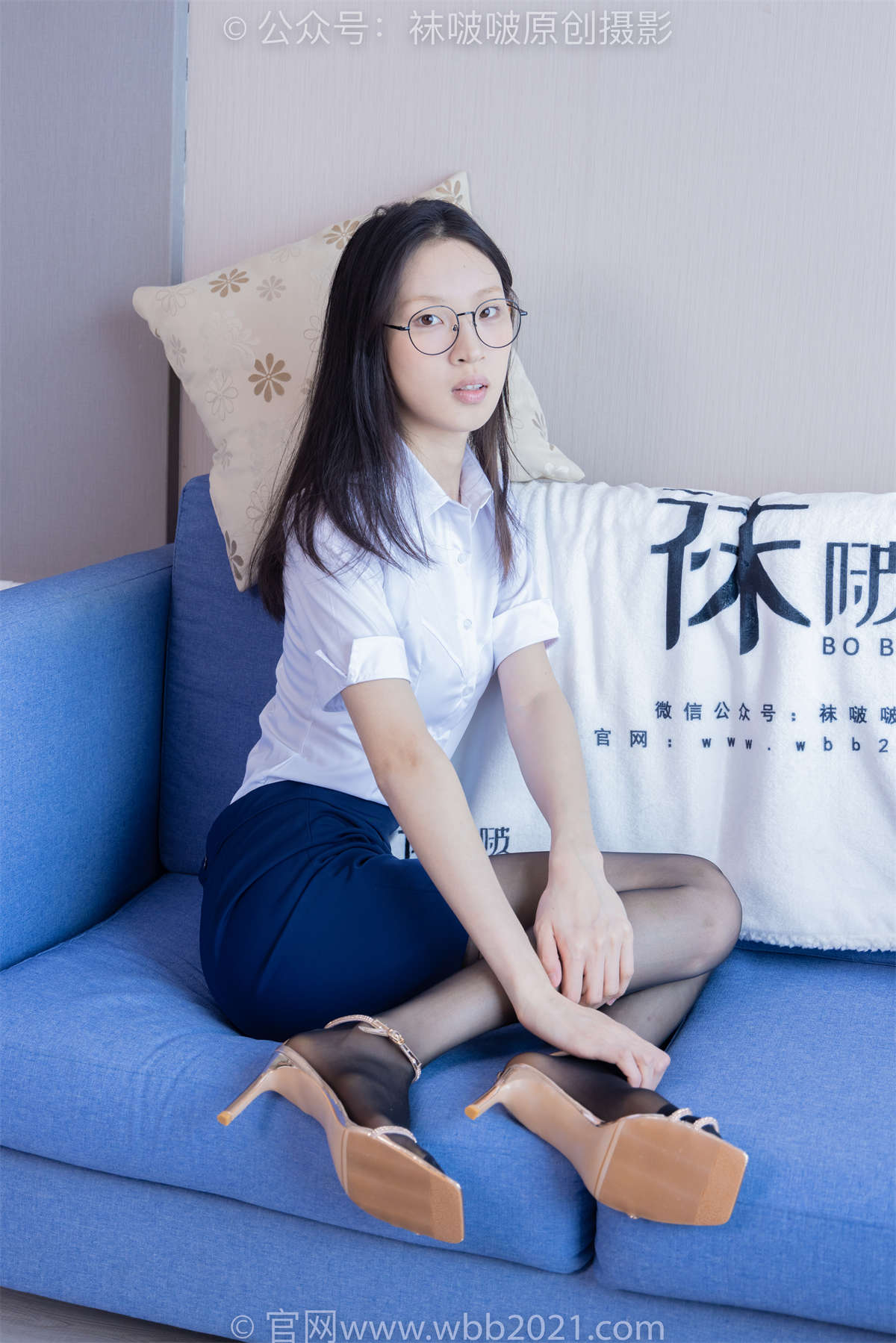 袜啵啵 No.373 雪糕-高跟凉鞋、黑丝（脚尖加固款）、ol制服 花絮版-日更街拍