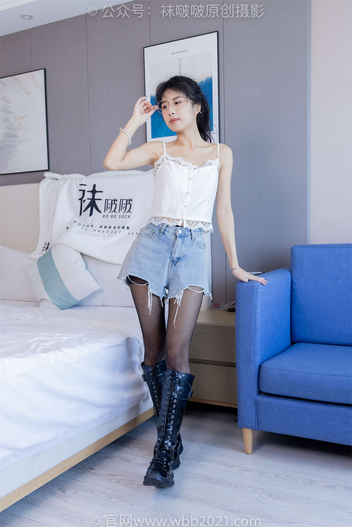 袜啵啵 No.383 奶油-长靴、高跟长靴、黑丝（脚尖加固款）、网袜、裸足（黑色美甲）花絮版-日更街拍