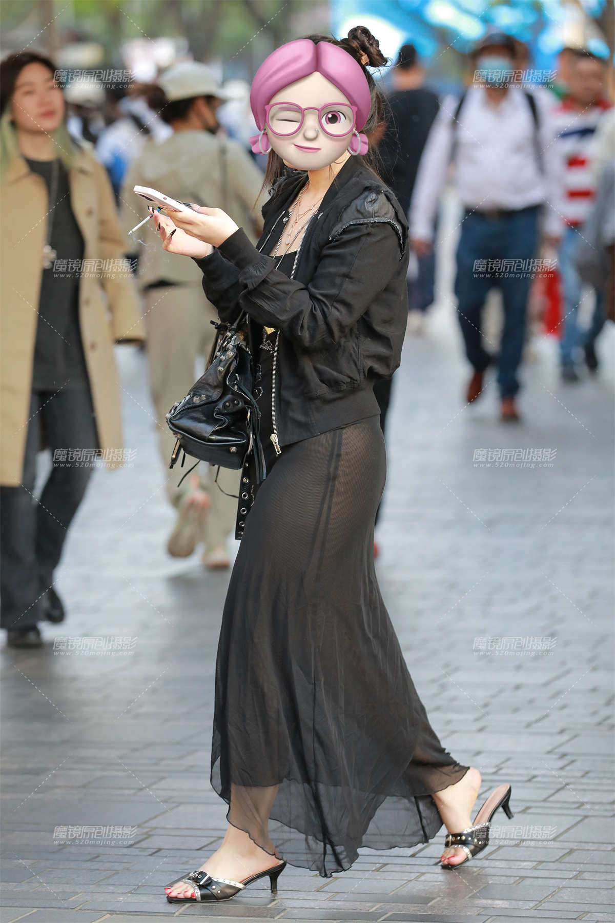 超级性感黑裙-日更街拍