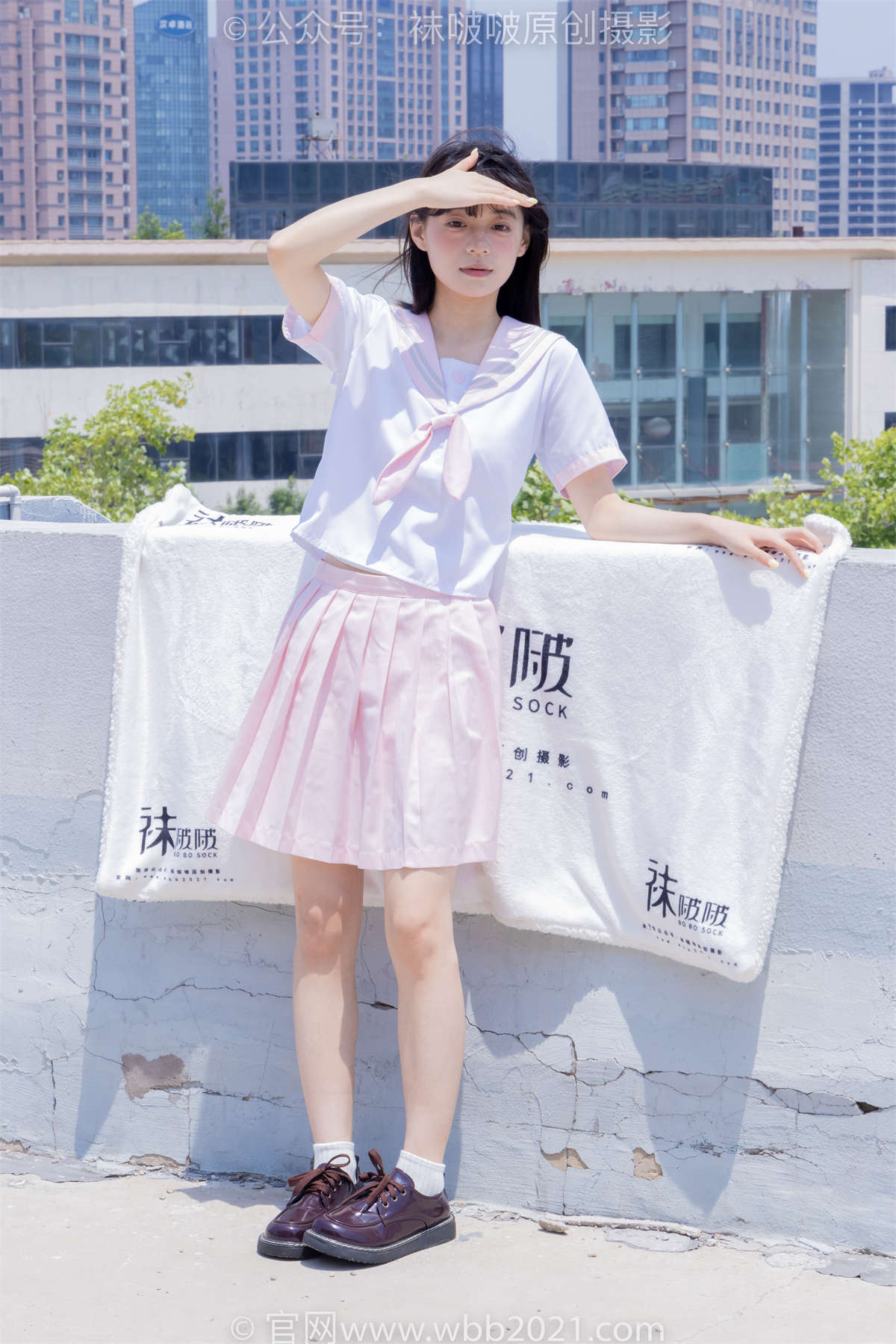 图片[2]-袜啵啵 No.399 糯米-皮鞋、白棉袜、jk制服 花絮版-日更街拍