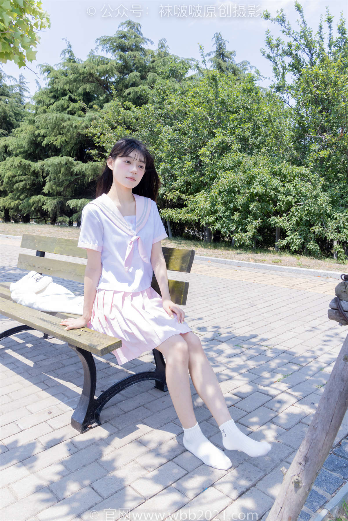 袜啵啵 No.399 糯米-皮鞋、白棉袜、jk制服 花絮版-日更街拍