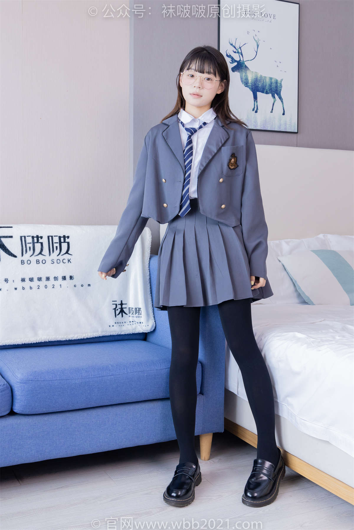 图片[2]-袜啵啵 No.402 糯米-皮鞋、厚黑丝、学院jk 花絮版-日更街拍