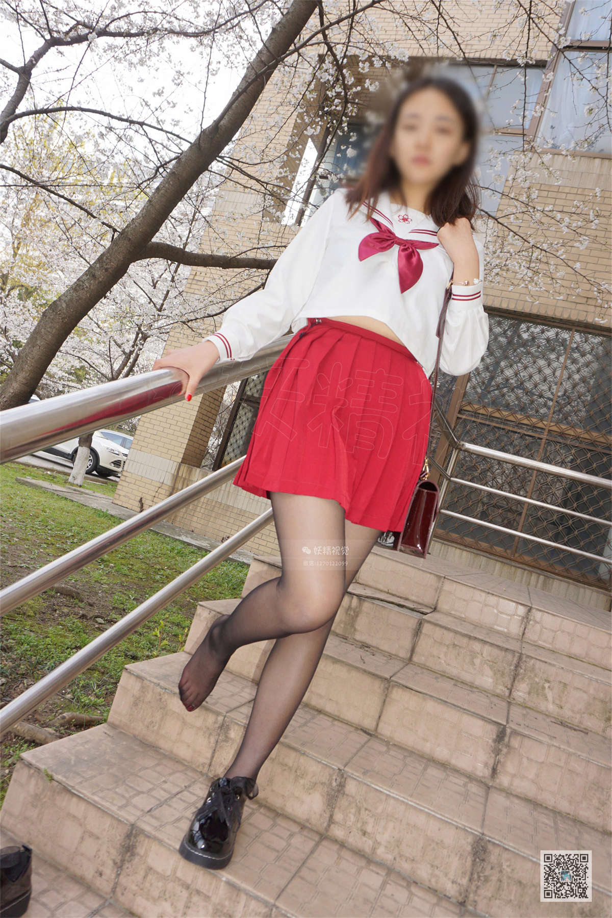 妖精视觉 NO.038 苏苏 黑丝樱花祭-日更街拍