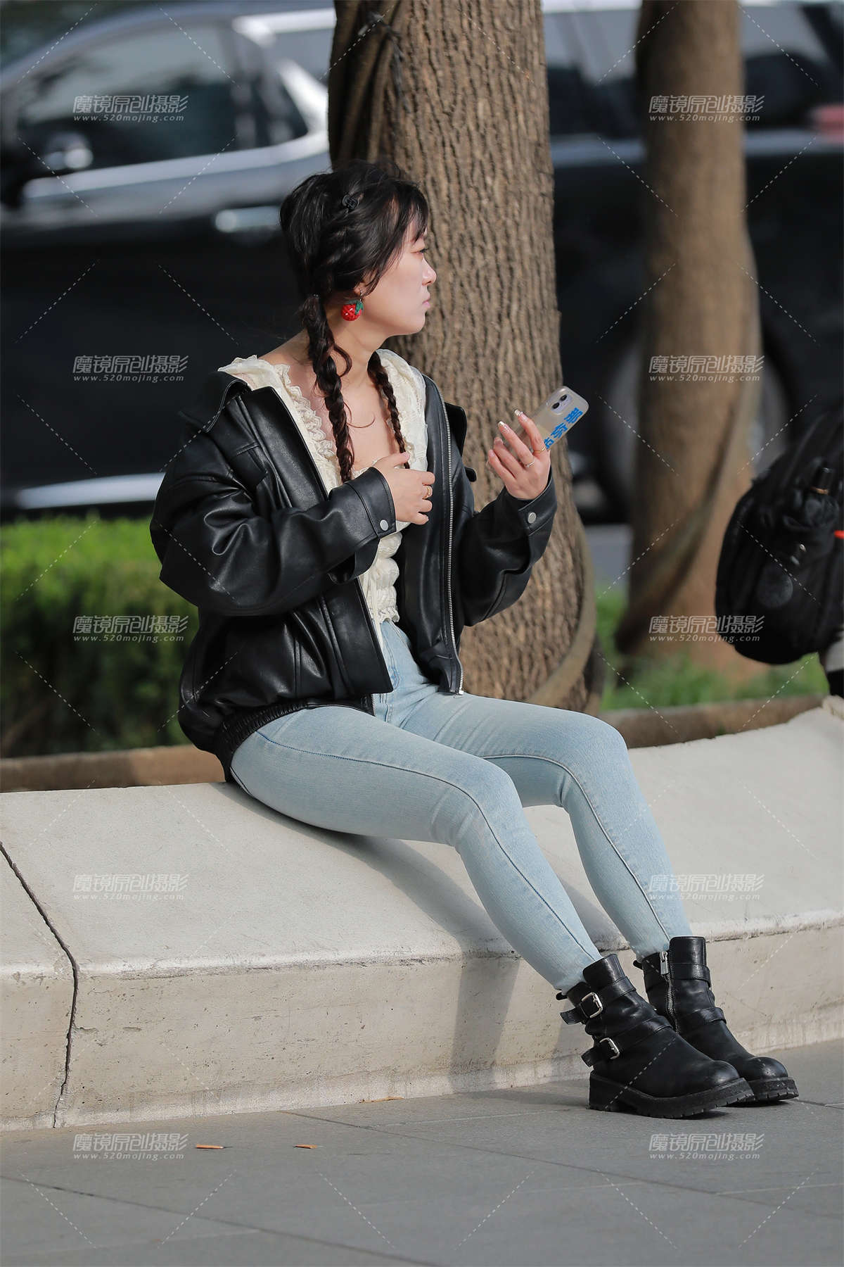 浅蓝牛仔裤女友-日更街拍