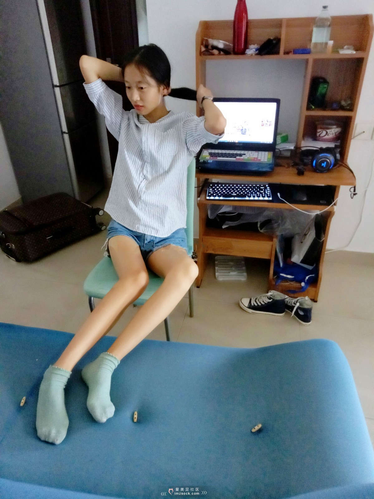 图片[2]-MZSOCK-2018 No.50 绿袜帆布鞋-日更街拍