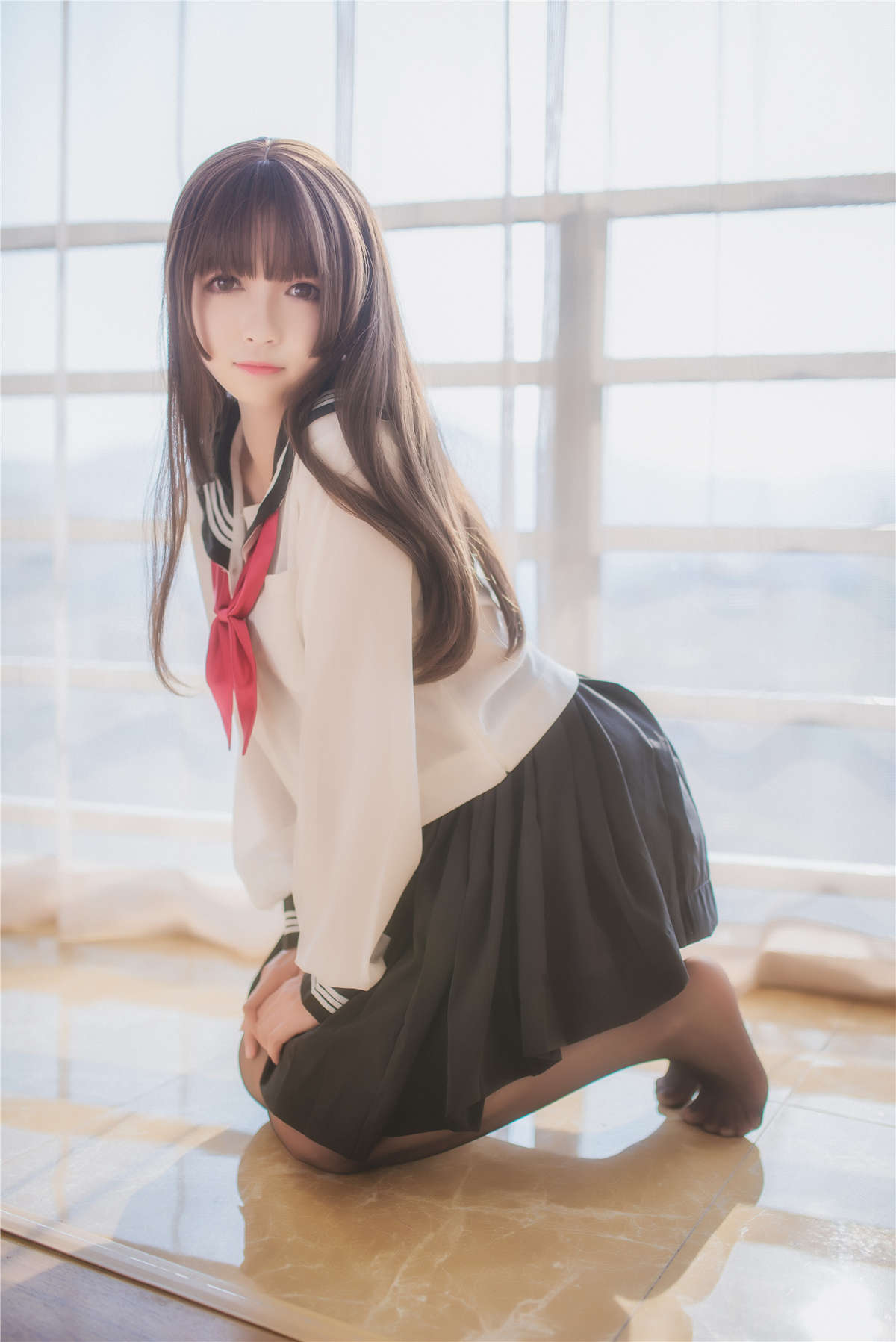 图片[2]-知名动漫博主-白金Saki No.3 黑丝水手服-日更街拍