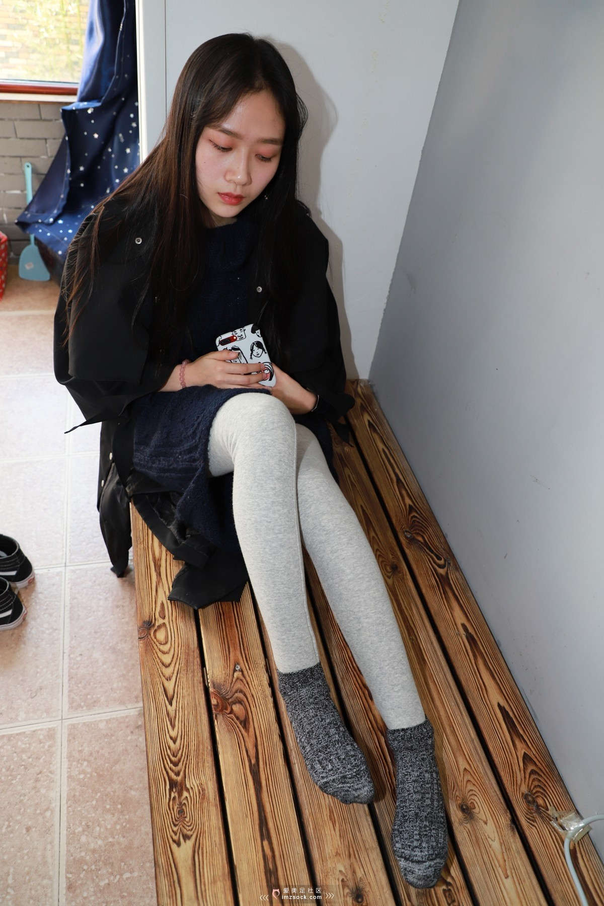 MZSOCK-2018 No.55 落落Vans 灰色打底裤-日更街拍