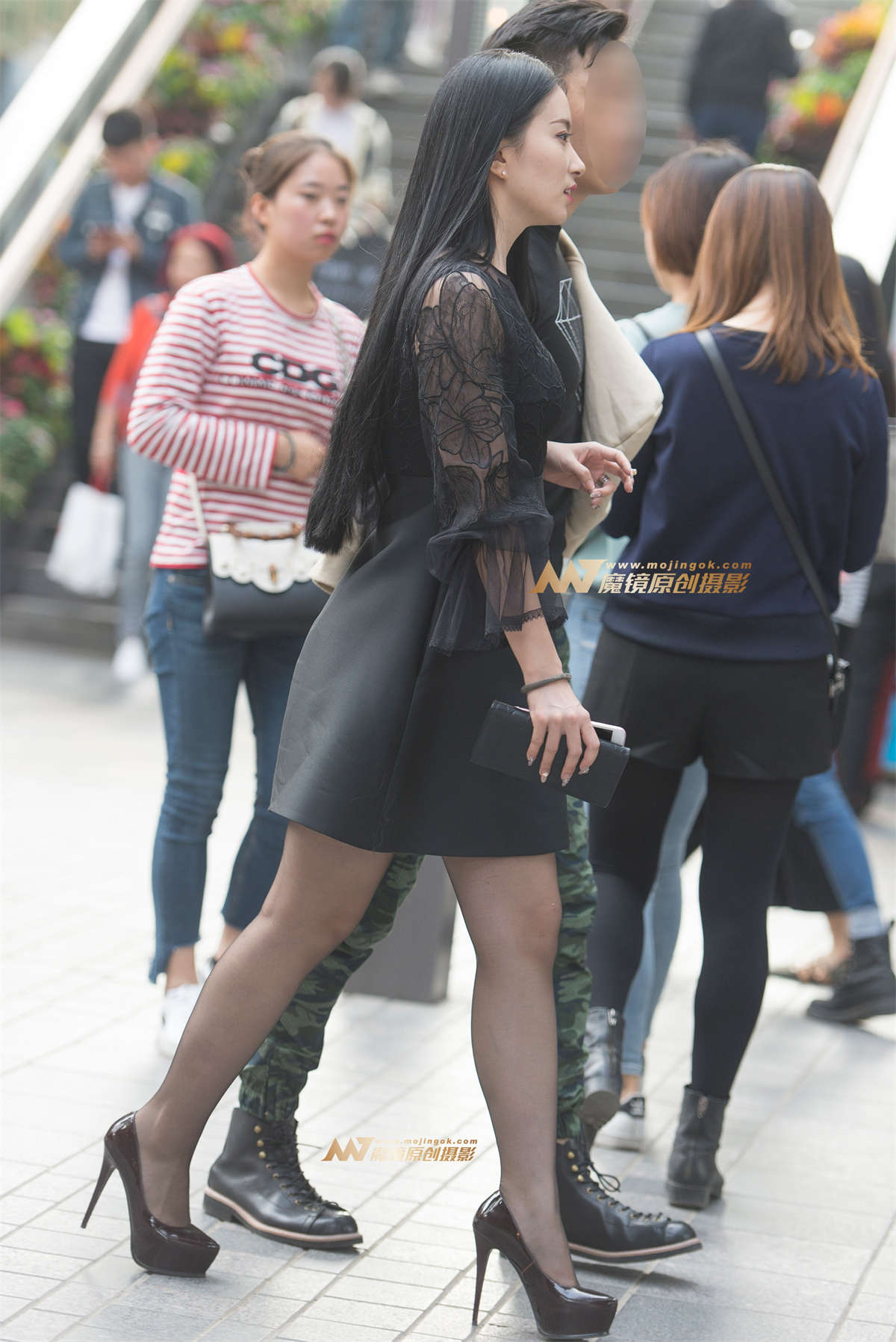 蕾丝裙黑丝超高-日更街拍