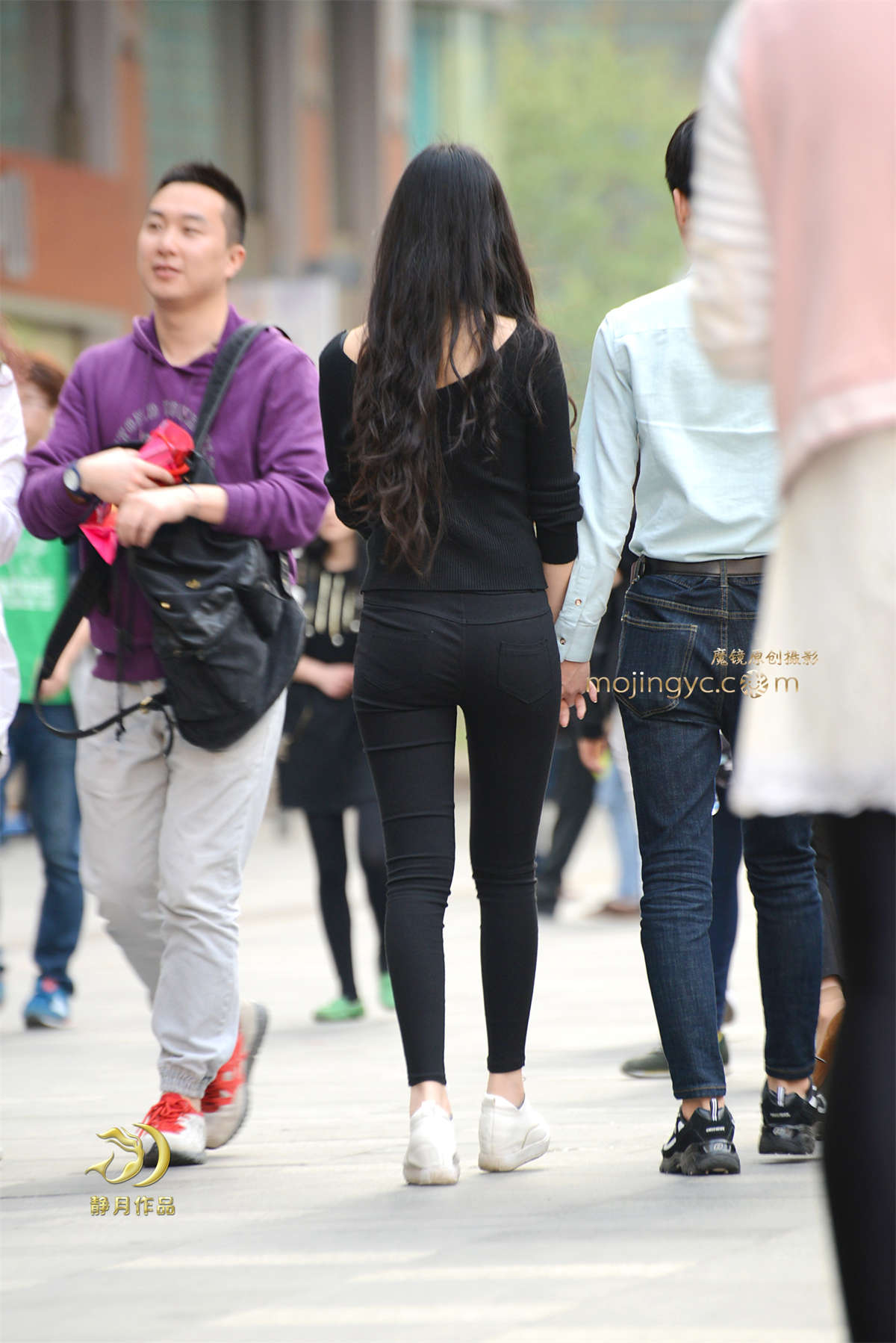 长发黑裤妹-（14P）-日更街拍