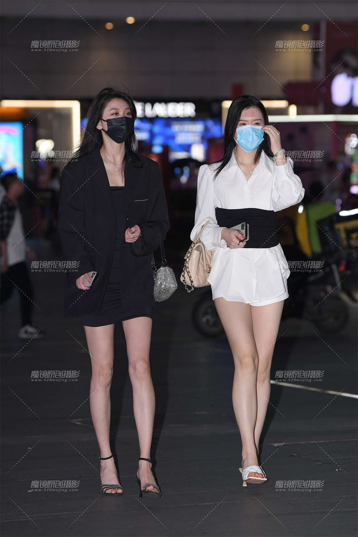 夜遇美腿俩闺蜜~-日更街拍