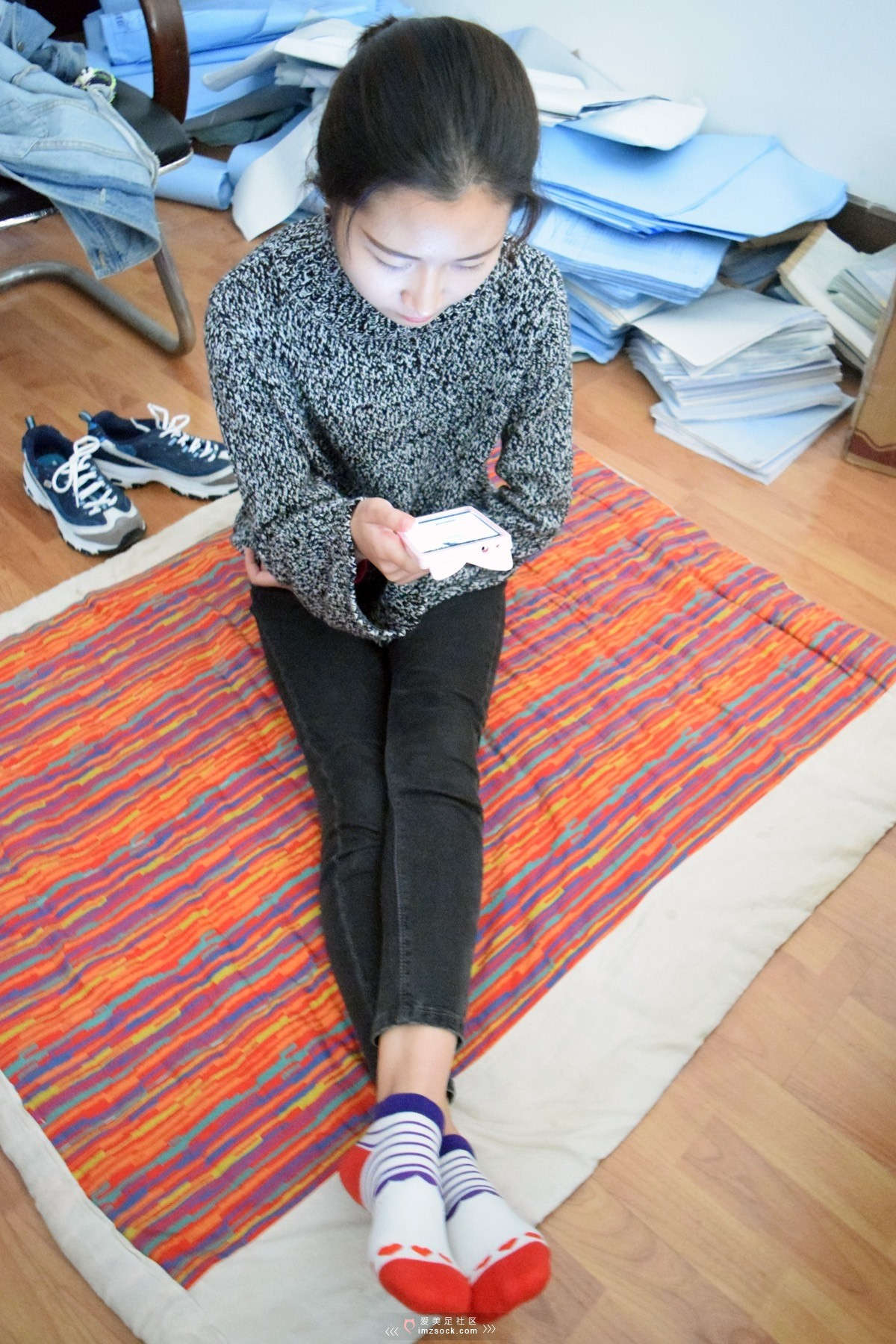 MZSOCK-2018 No.82 舞蹈系小姐姐 牛仔运动鞋短棉袜诱人红袜尖-日更街拍