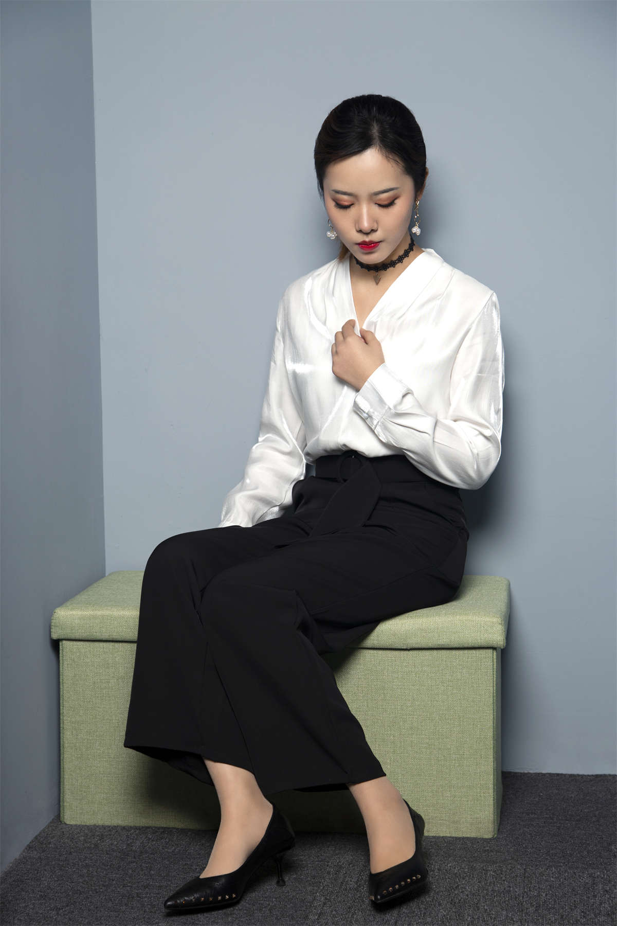 图片[2]-奈丝写真 NO.033 晨静-阔腿裤小皮鞋，今日OL通勤-日更街拍