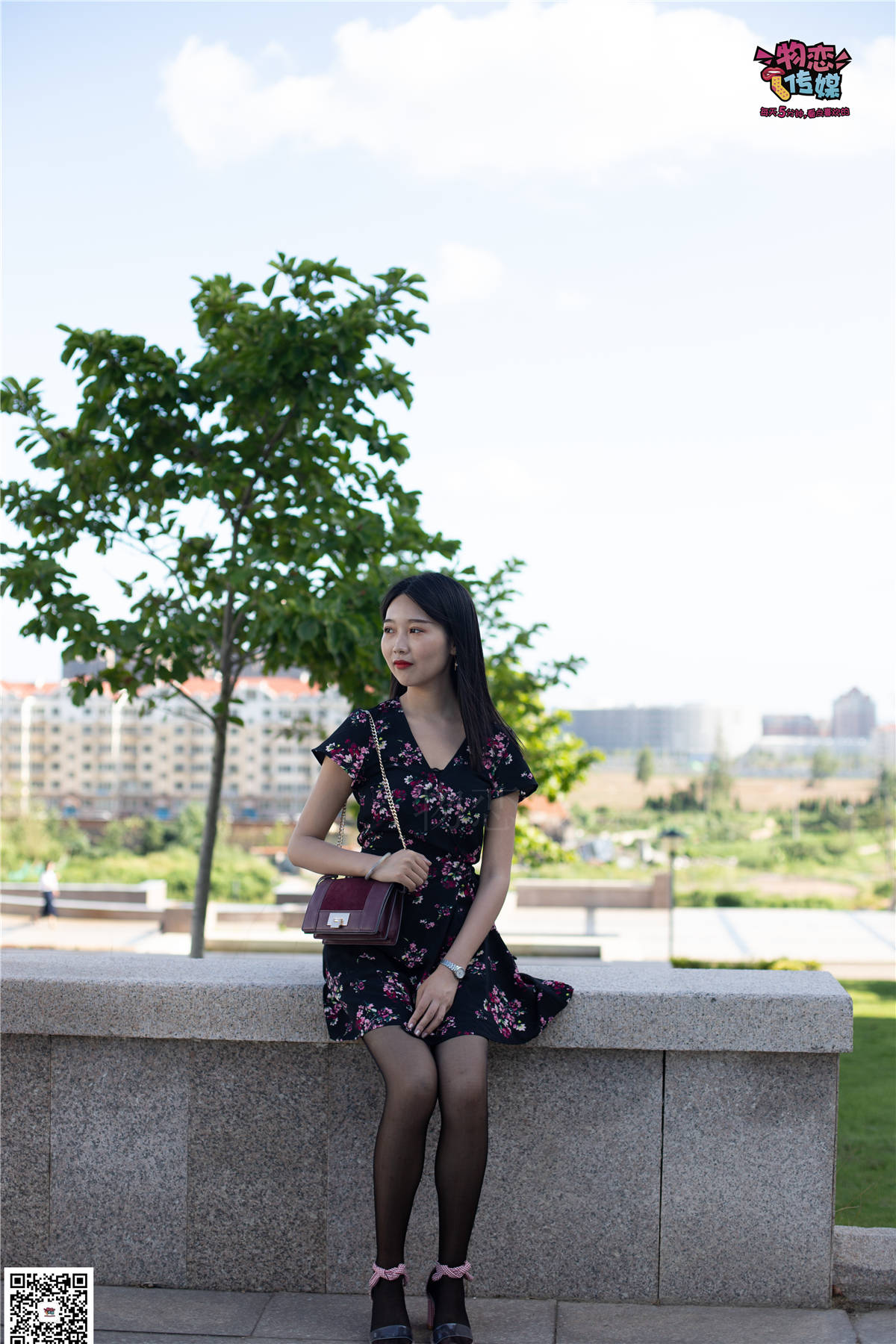 图片[2]-物恋传媒No.040期：杨欧-粉带小高跟配黑丝-日更街拍