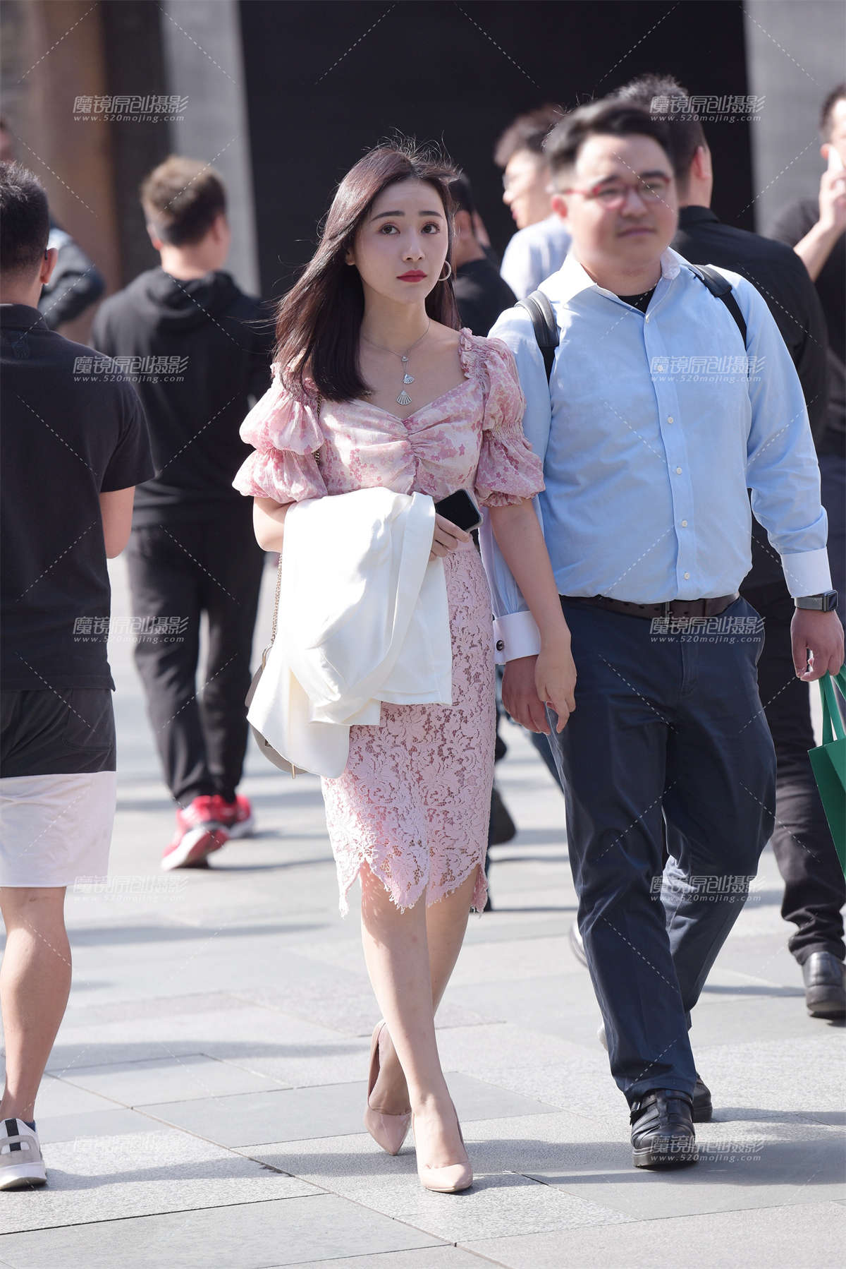 粉色花网裙__-日更街拍