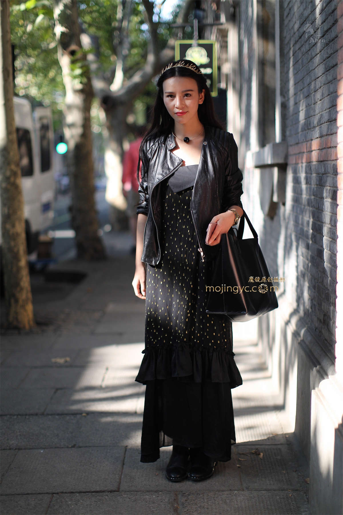 图片[2]-阿奔.2015.10.15.时装周 朋克黑皮衣 长裙.10p-日更街拍