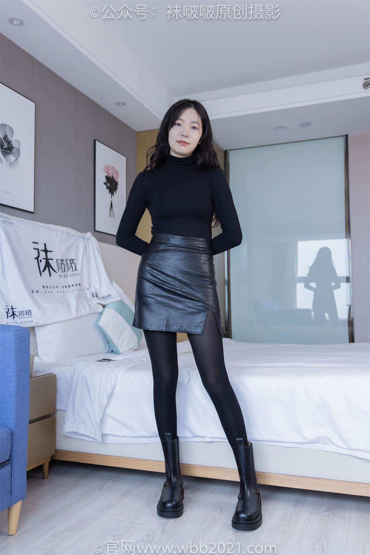 图片[2]-袜啵啵 No.501 小甜豆-短靴、长靴、厚黑丝 花絮版-日更街拍