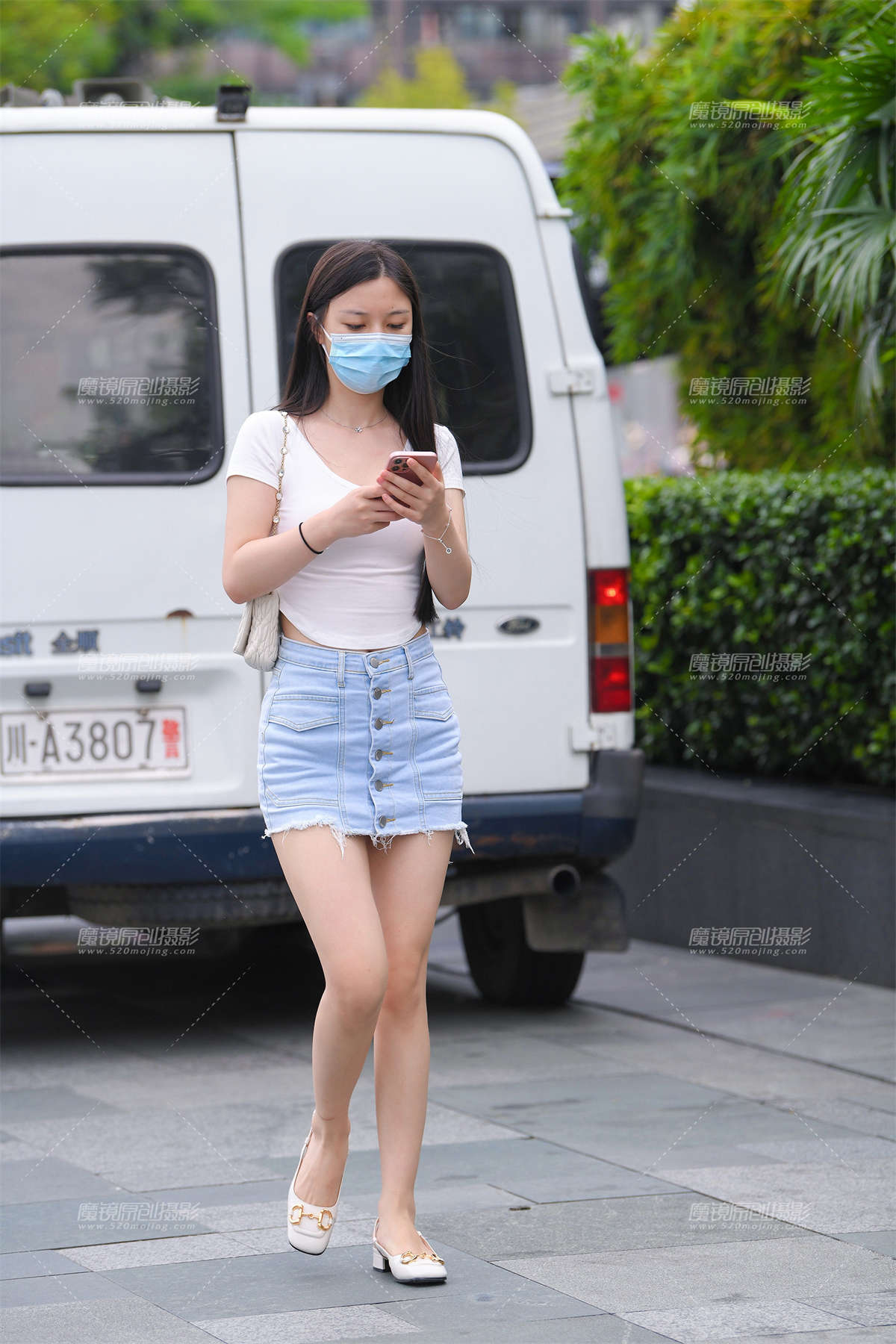 牛仔超短裙-日更街拍