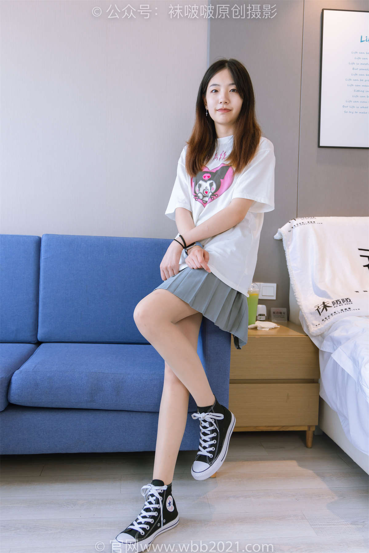 图片[2]-袜啵啵 No.405 小甜豆-匡威板鞋、肉丝（脚尖加固款）花絮版-日更街拍