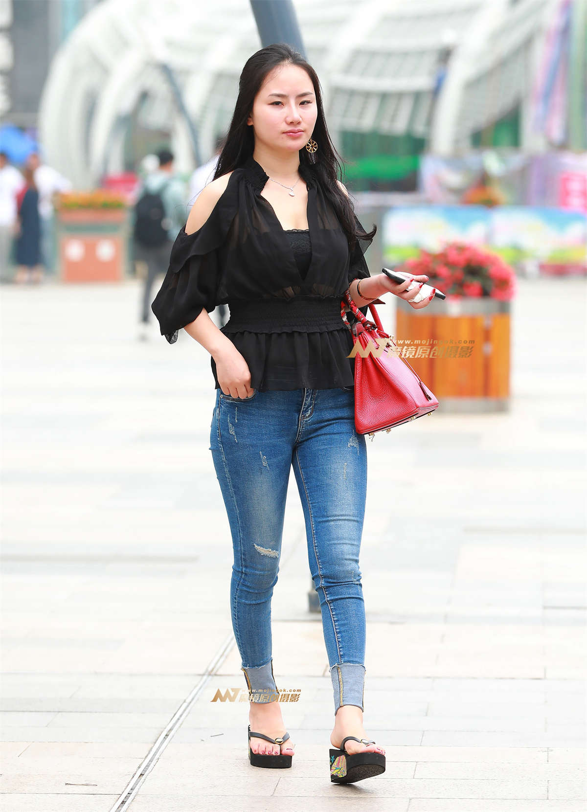 性感 低胸 紧牛 淑女-日更街拍