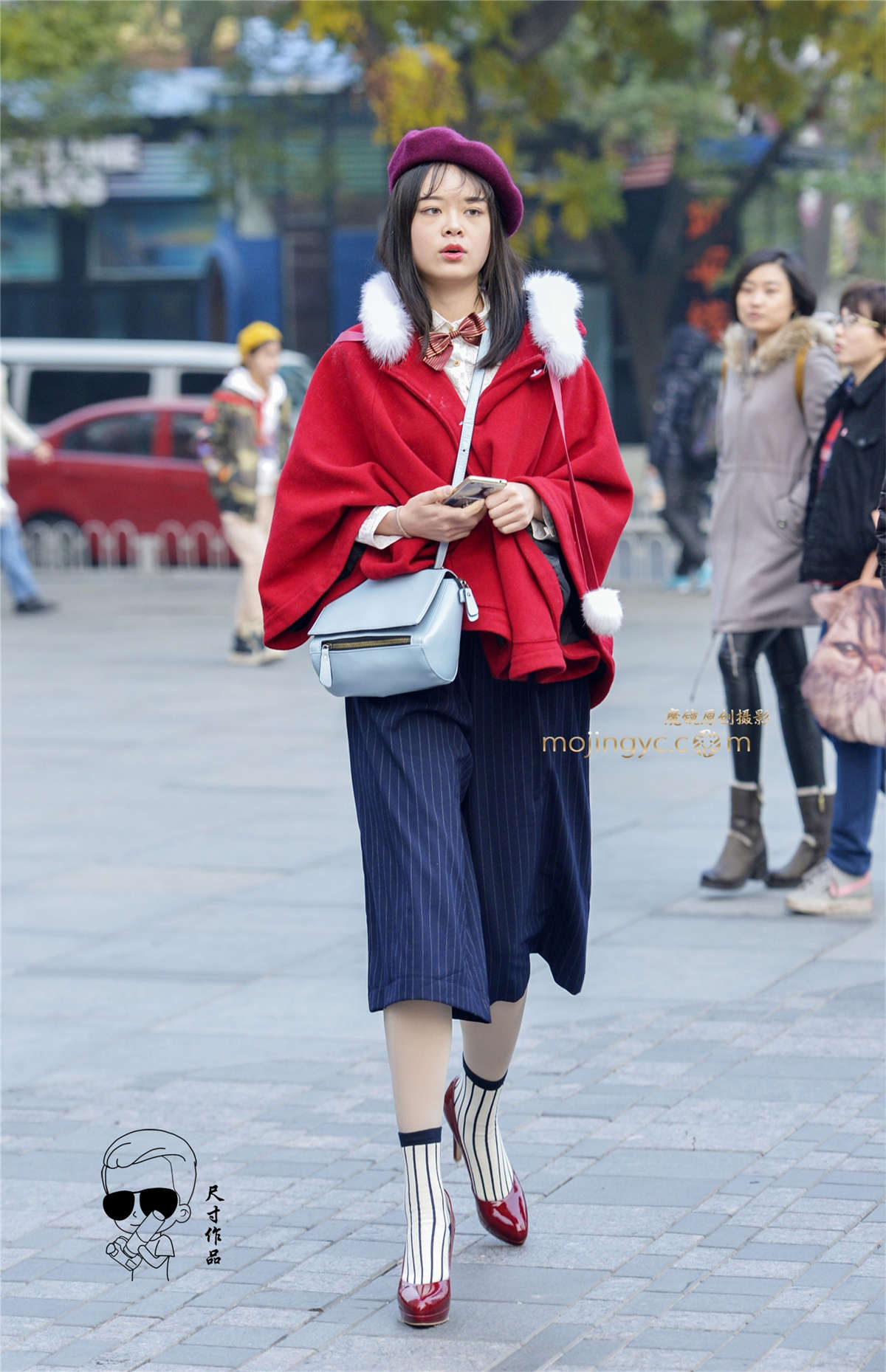 图片[2]-红衣蓝裙高跟鞋丝袜的美女（2016年11月14日12P）-日更街拍