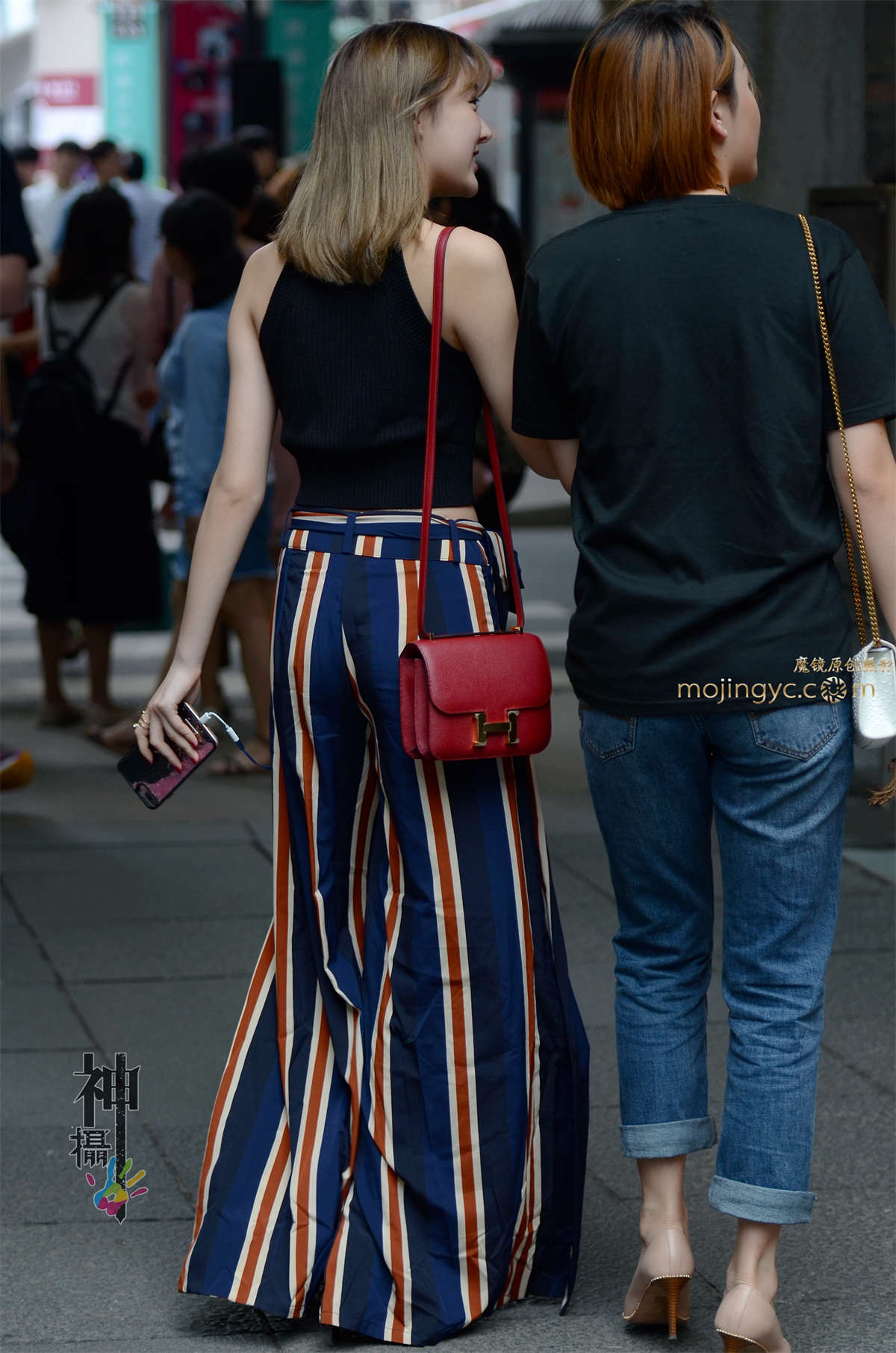 【验证街拍大赛NO.2】神摄手参赛09 条纹时尚喇叭裤（19P）-日更街拍