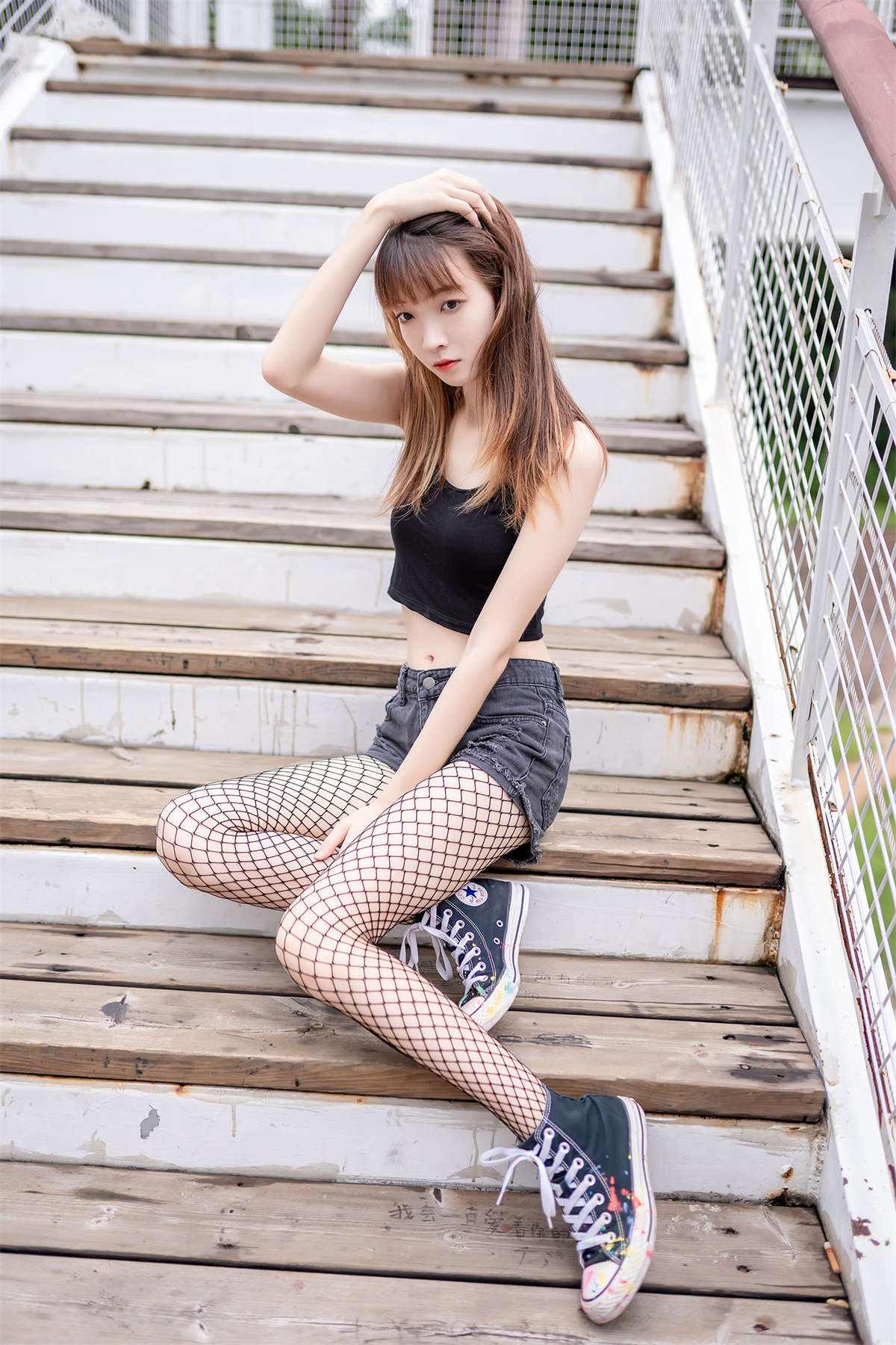 图片[2]-喵糖映画 VOL.422 网袜少女-日更街拍