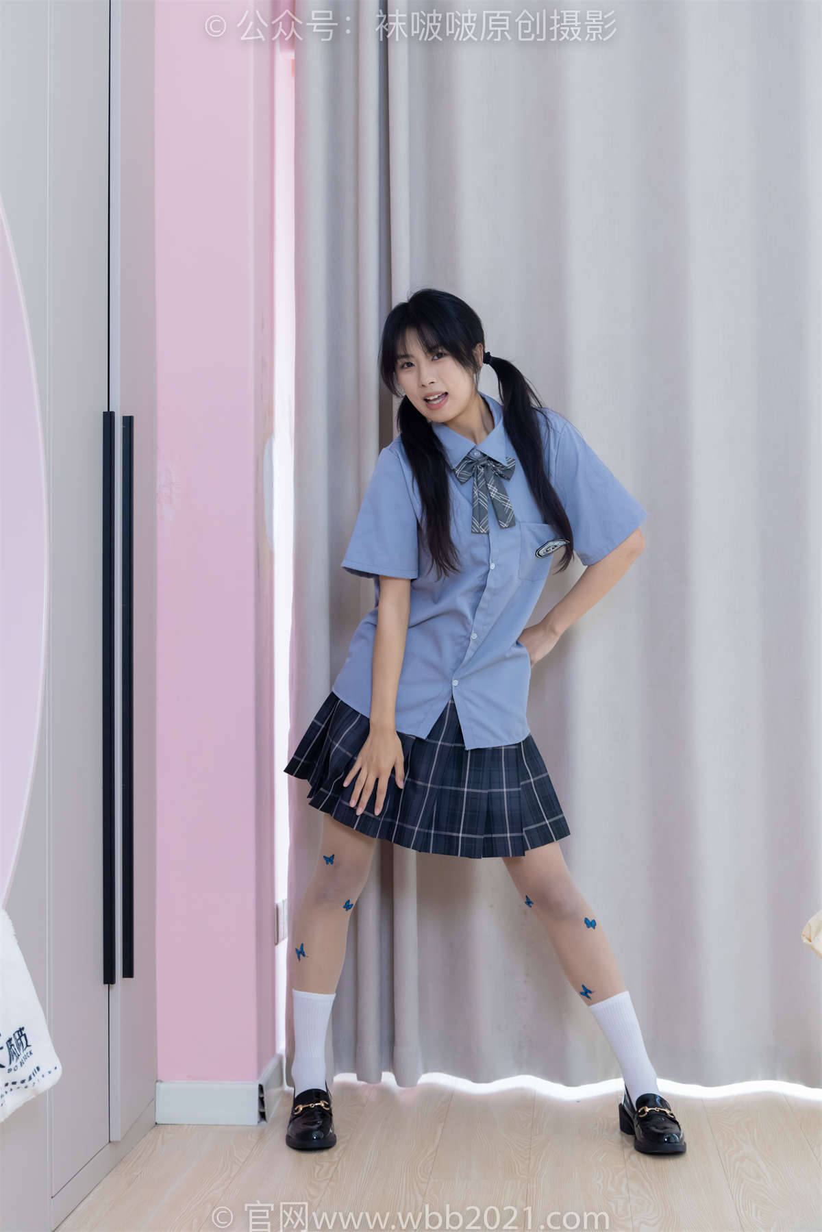 袜啵啵 No.508 奶油-皮鞋、白棉袜、蝴蝶薄肉丝（脚尖微加固款）、jk制服 花絮版-日更街拍