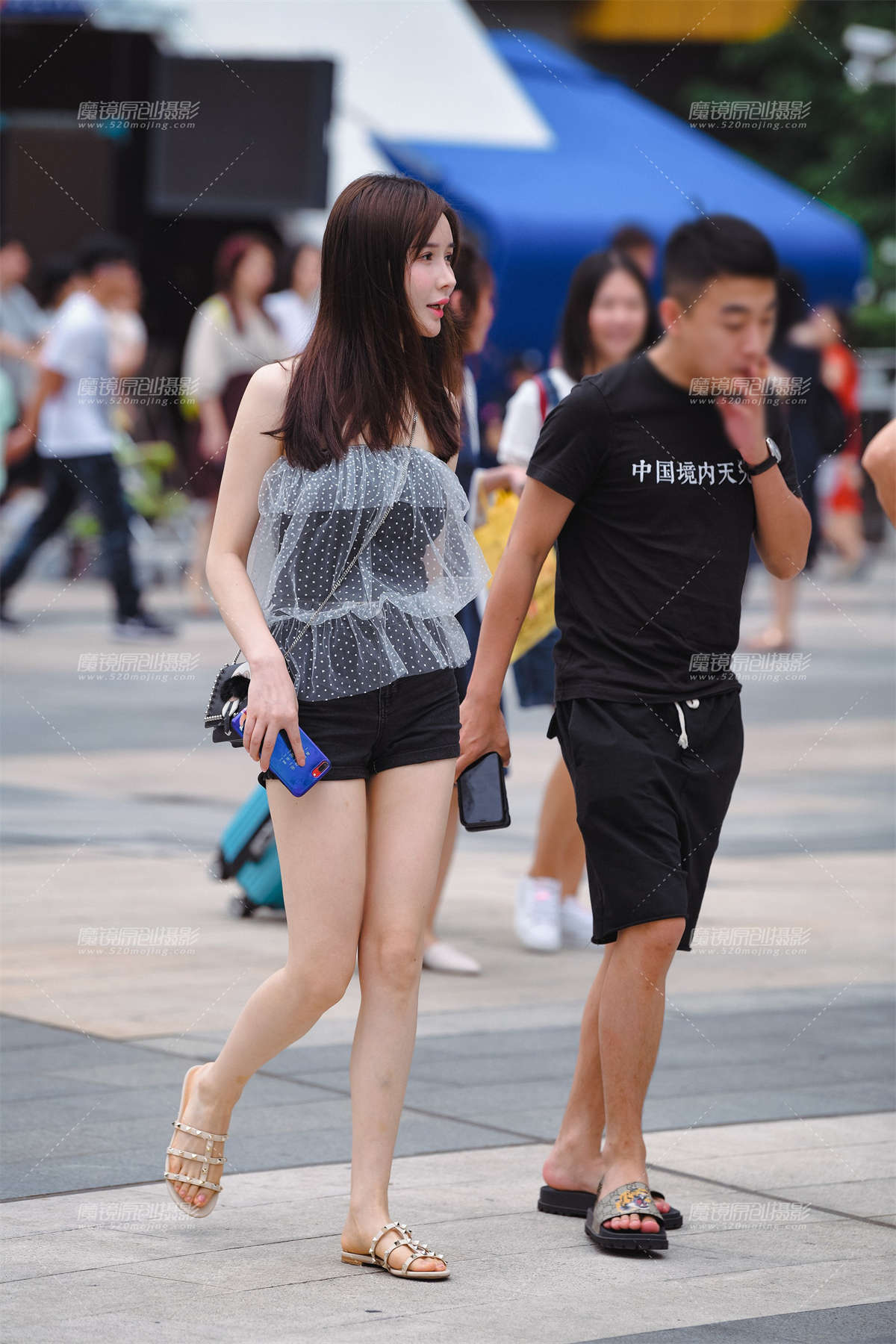 裹胸热裤美腿-日更街拍