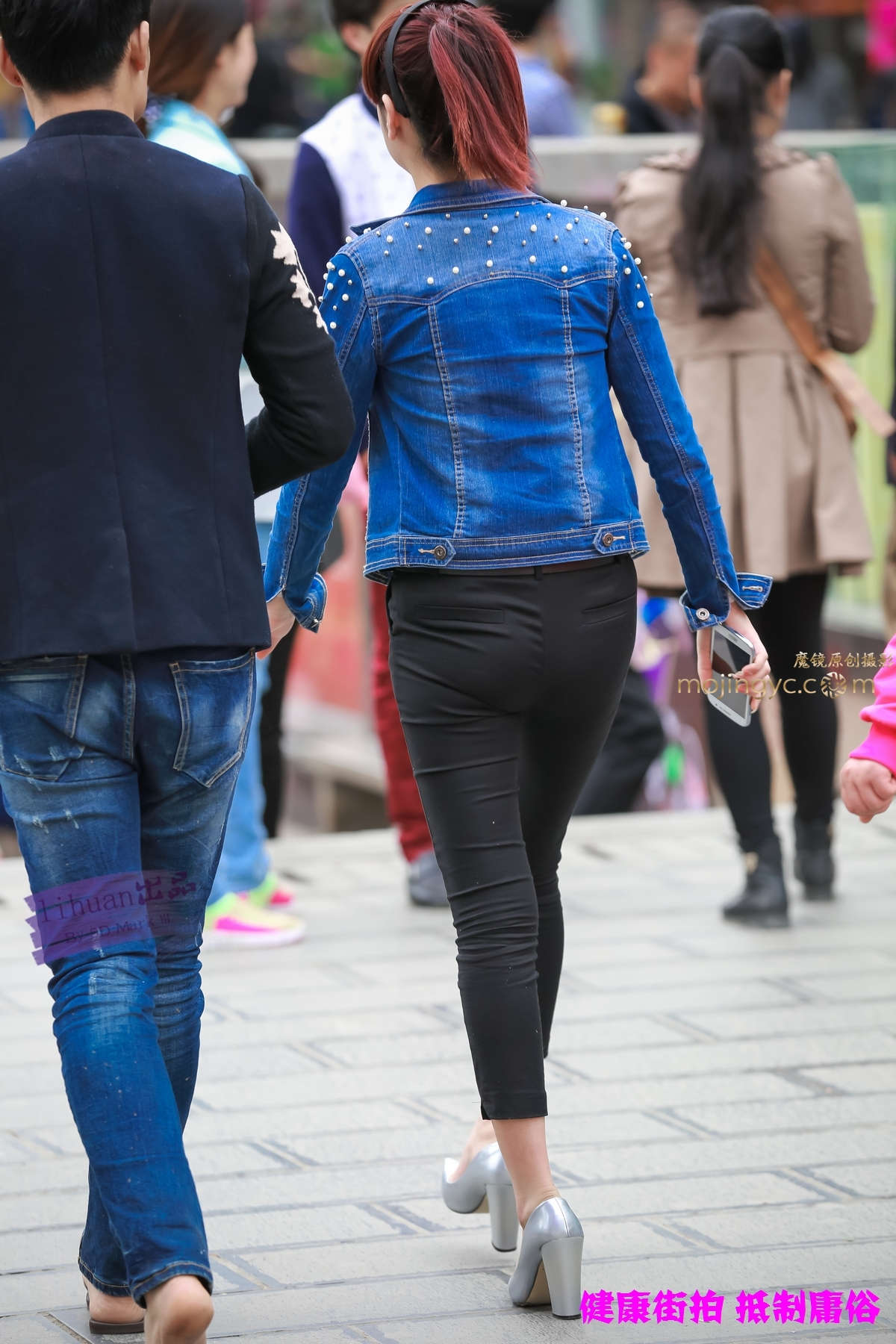 李欢原创-超紧身黑裤（14P）-日更街拍