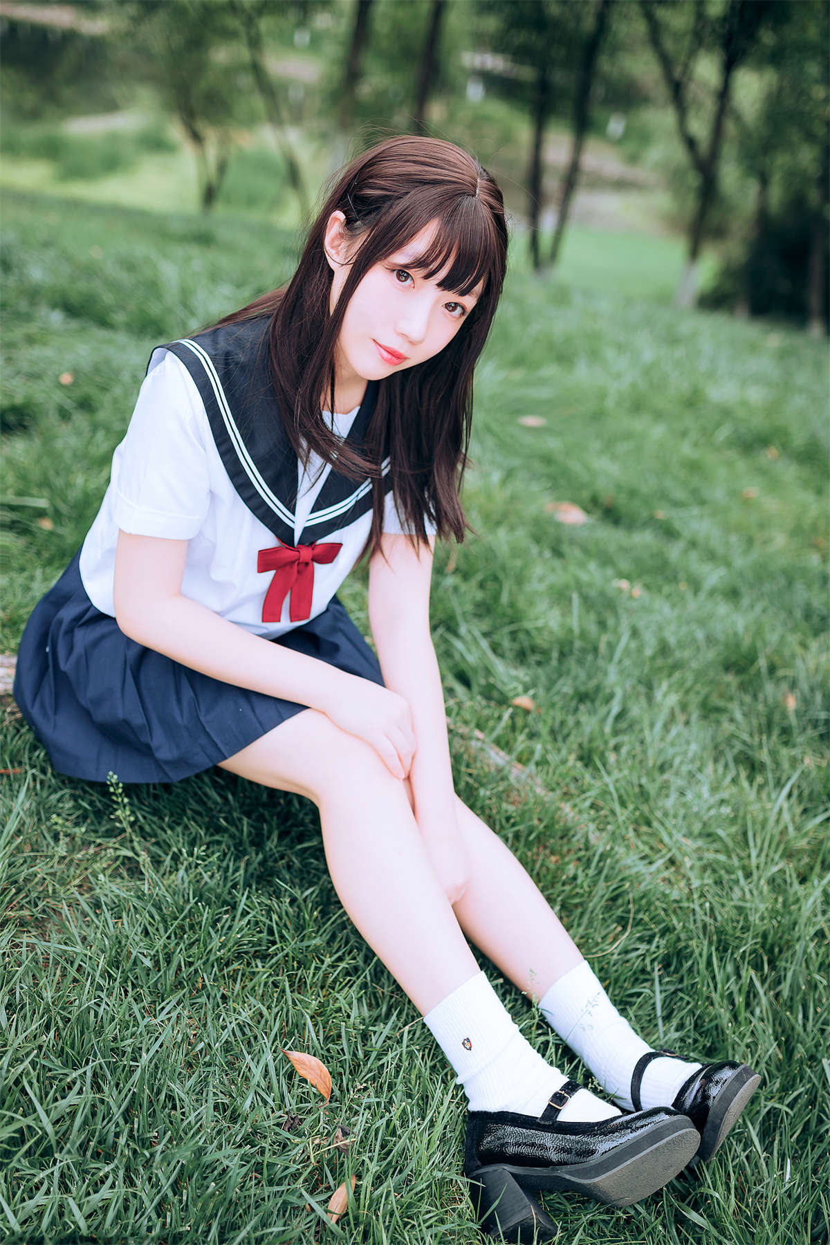 图片[2]-喵糖映画 VOL.446 绿意JK-日更街拍