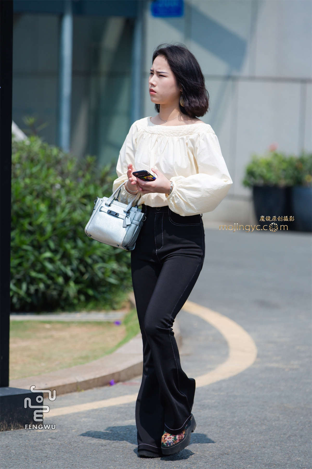 紧身喇叭裤，厚底鞋（9）-日更街拍