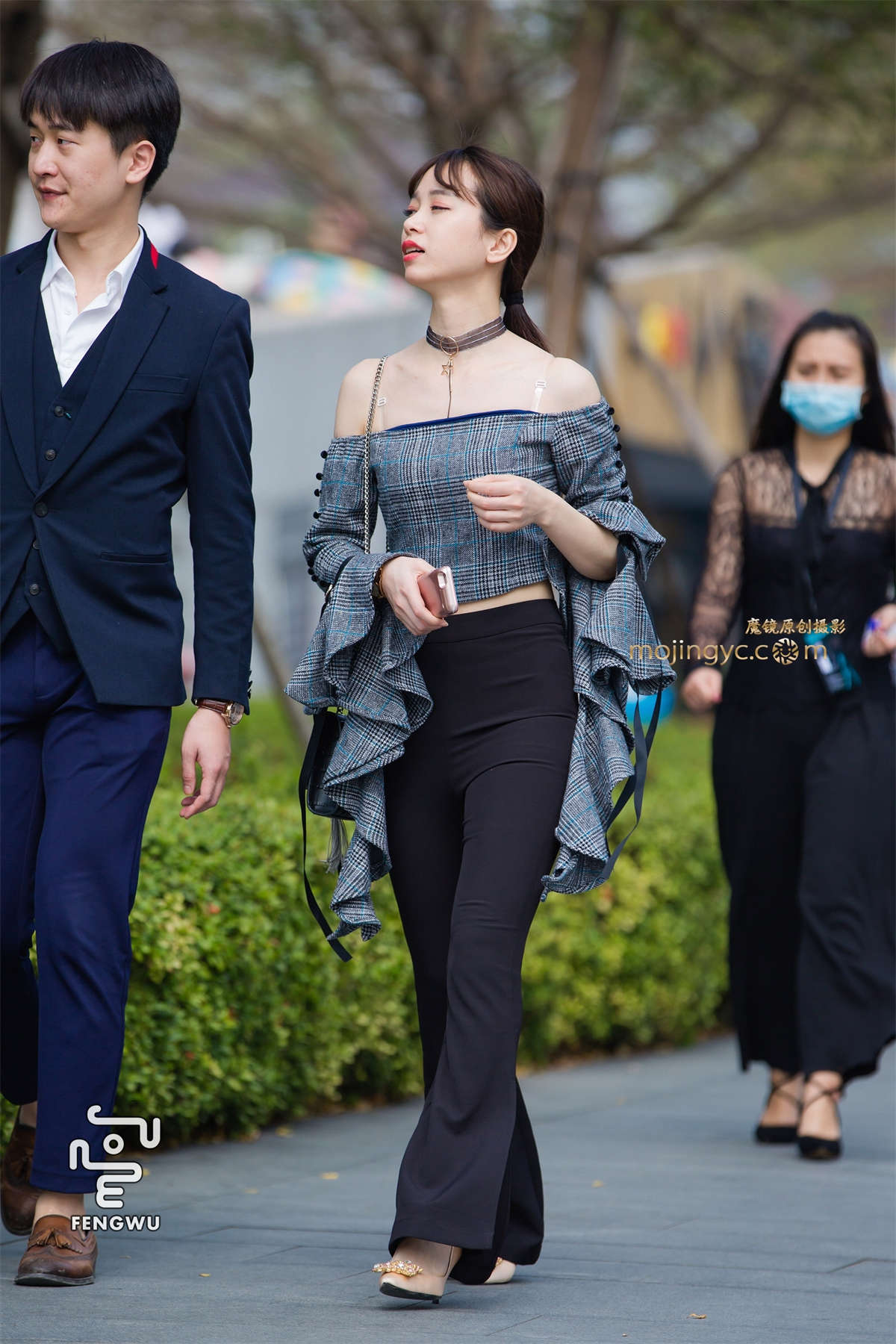 喇叭紧身裤，高跟（10）-日更街拍