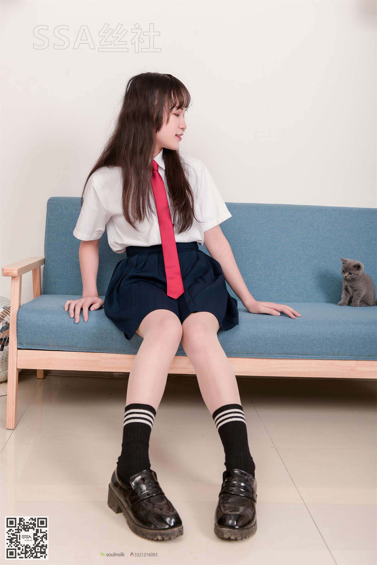 SSA丝社 NO.141 丹丹 JK制服黑色半膝袜肉丝穿搭示范-日更街拍