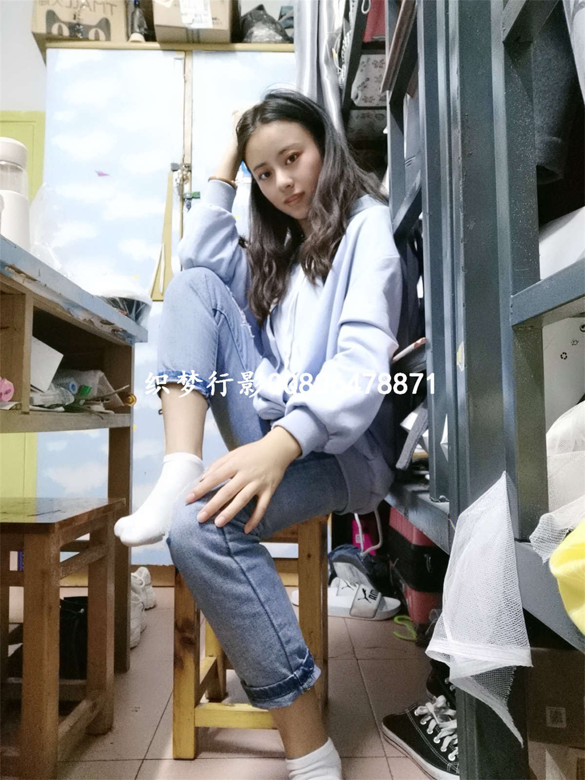 图片[2]-织梦行影摄影作品 第037期 宿舍牛仔短白袜-日更街拍