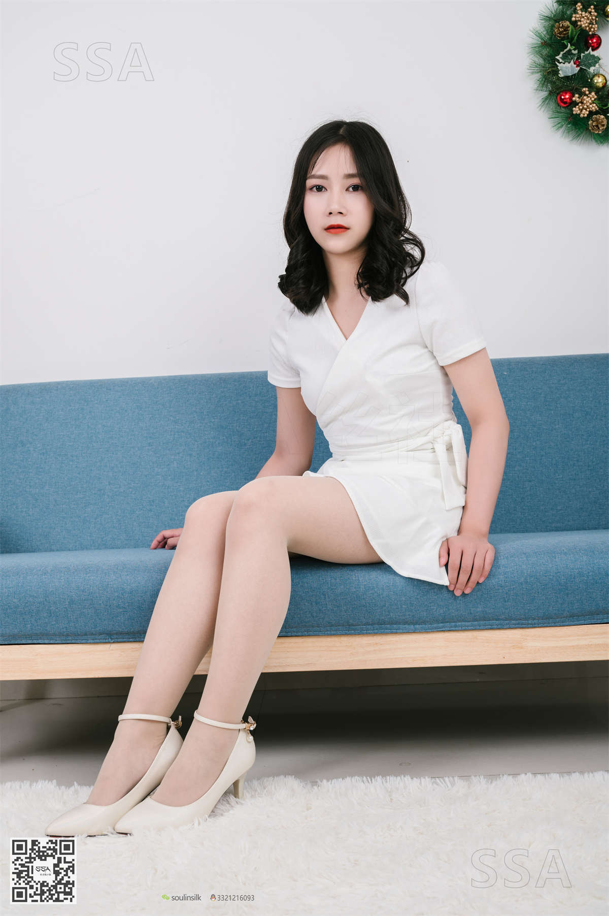 SSA丝社 NO.155 阿花 白色连衣裙穿搭示范-日更街拍