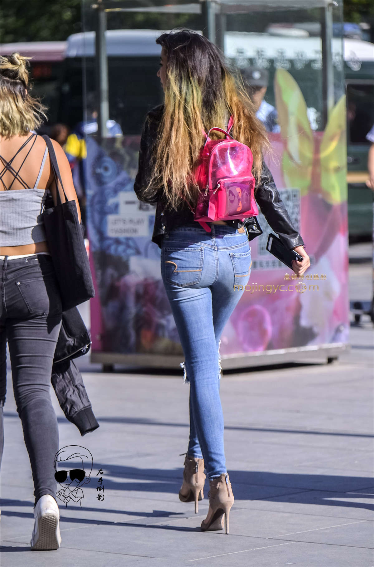 图片[2]-紧绷牛仔高跟鞋-日更街拍
