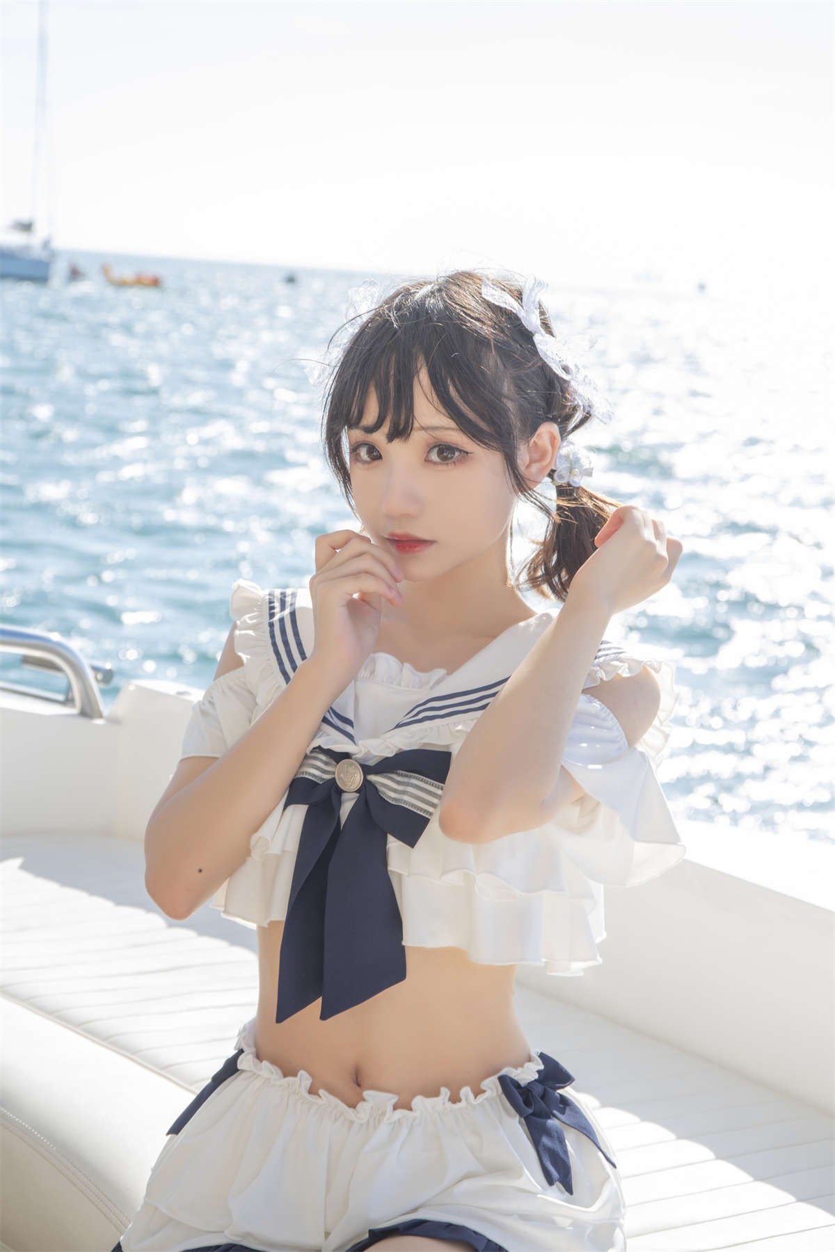 图片[2]-花柒Hana 三亚熊之海军风泳装-日更街拍