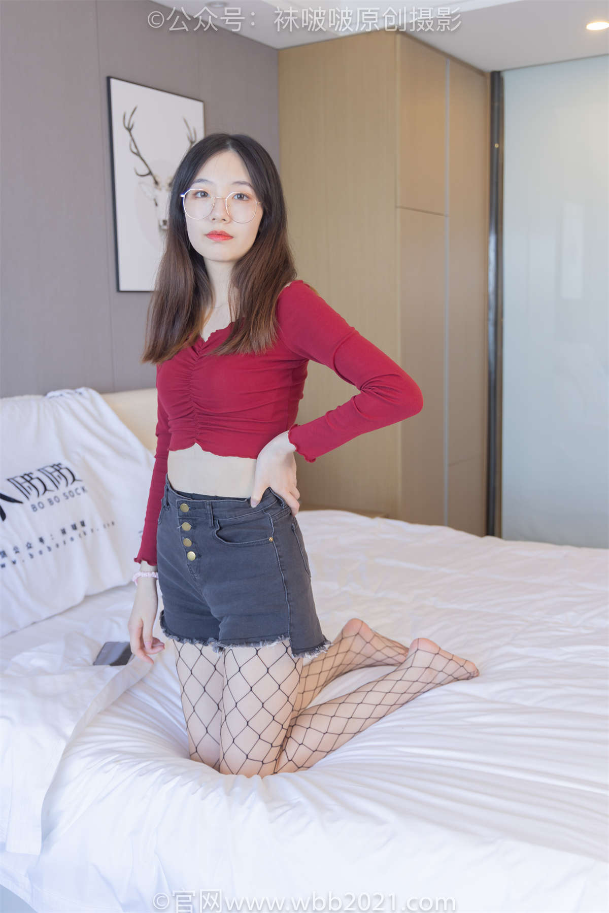 袜啵啵 No.453 小甜豆-帆布鞋、黑色渔网袜 花絮版-日更街拍