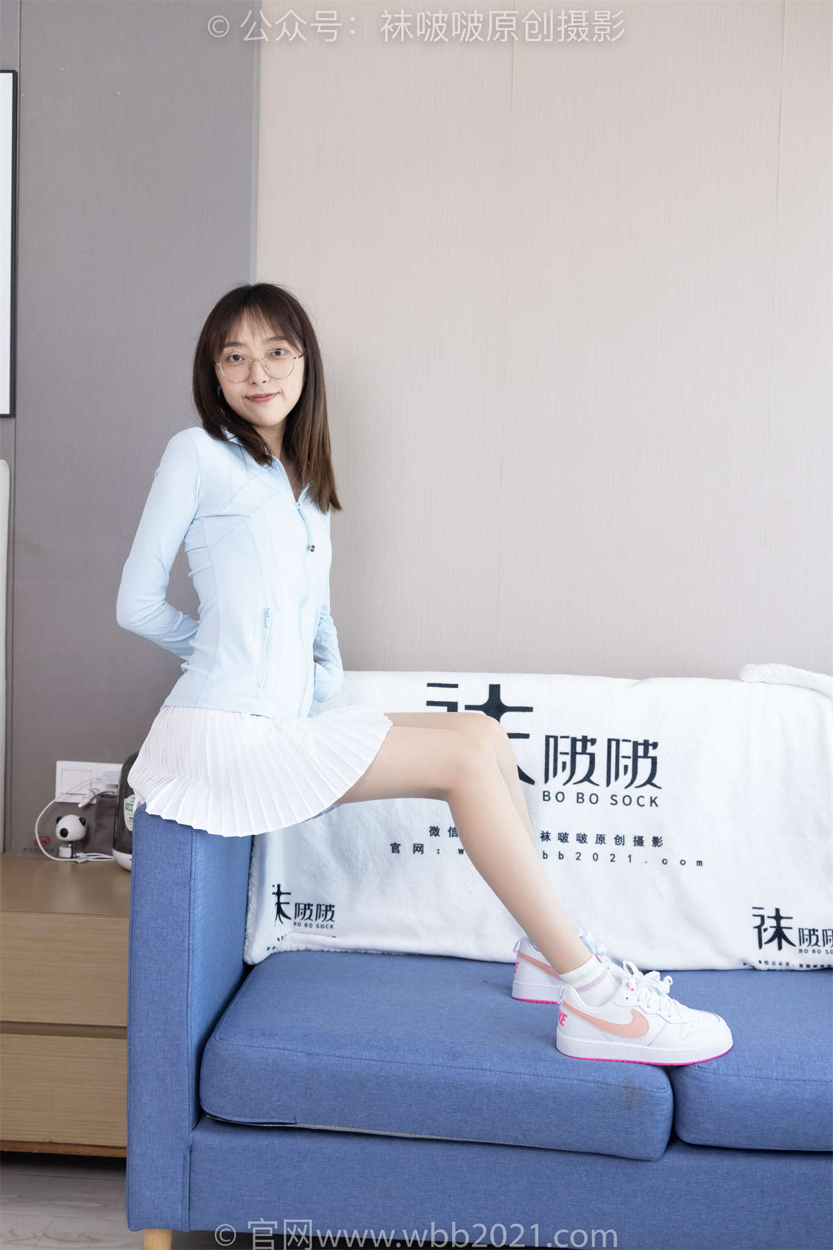 袜啵啵 No.454 稚予-白棉袜、肉丝（仅打底）、板鞋 花絮版-日更街拍