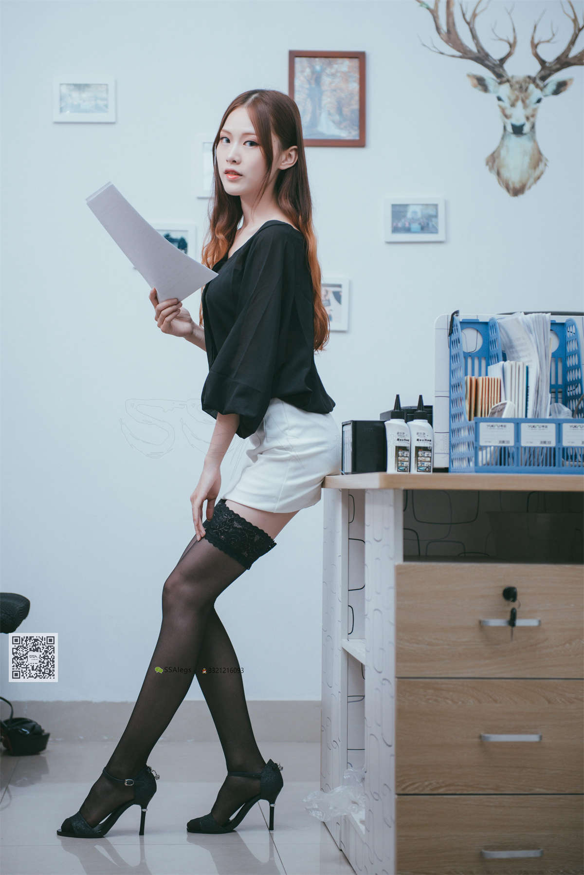 图片[2]-SSA丝社 NO.001 办公室职业装《绫》长筒黑丝-日更街拍